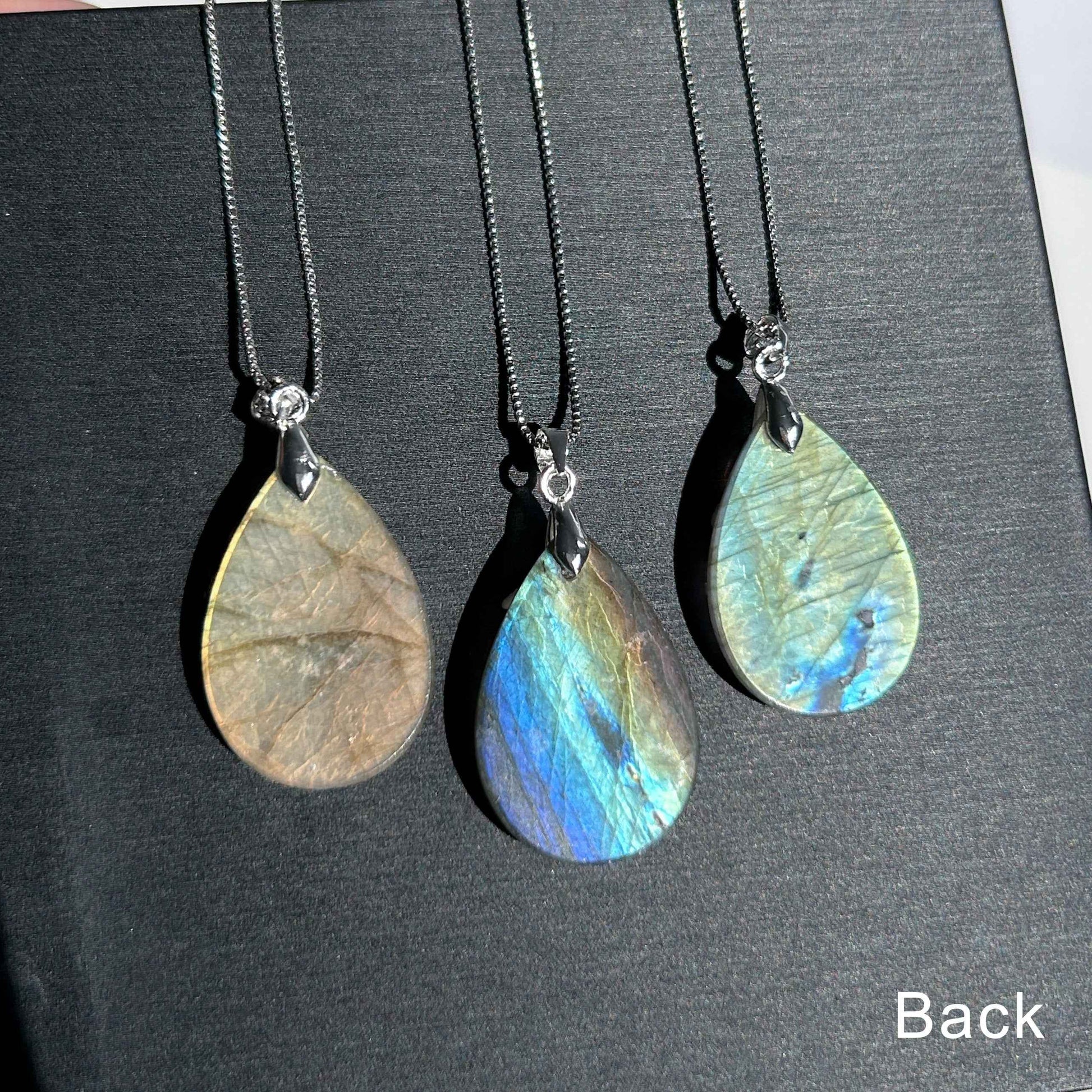 Natural Rainbow & Golden Labradorite Silver Pendant (chain excluded)