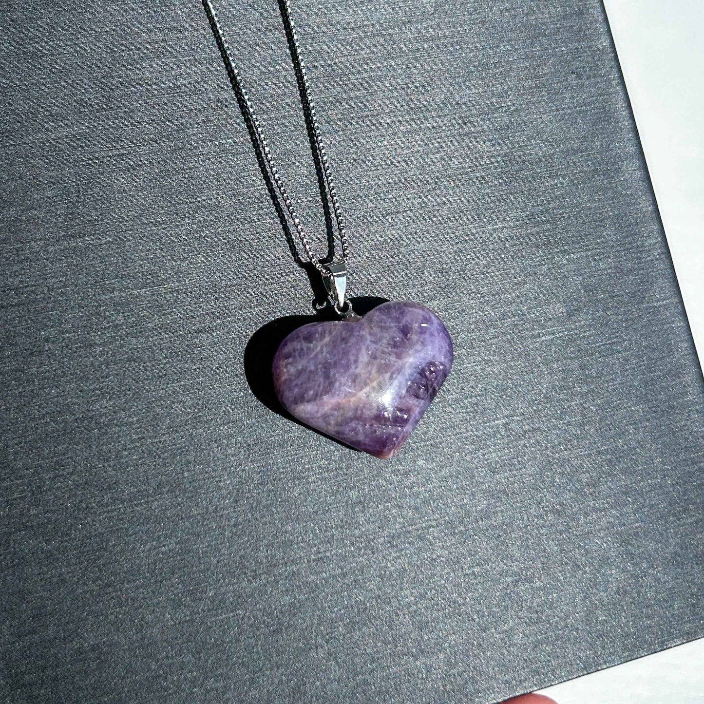 Natural Amethyst in Heart Shape Silver Pendant (chain excluded)