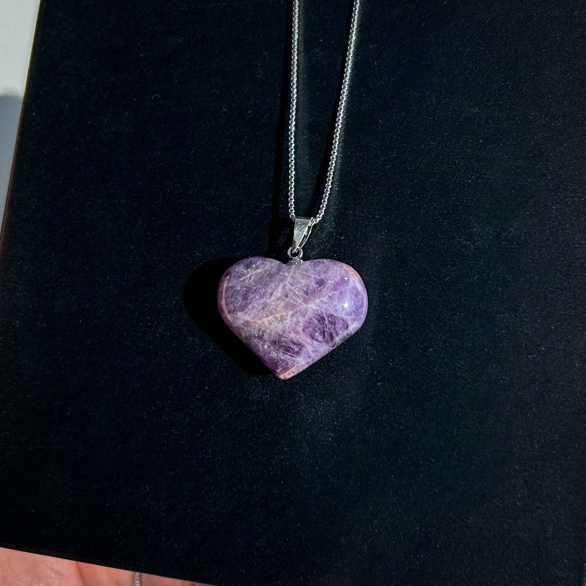 Natural Amethyst in Heart Shape Silver Pendant (chain excluded)