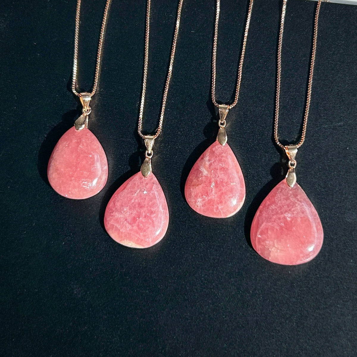 High Quality Rhodochrosite Rose Gold Pendant (chain excluded)
