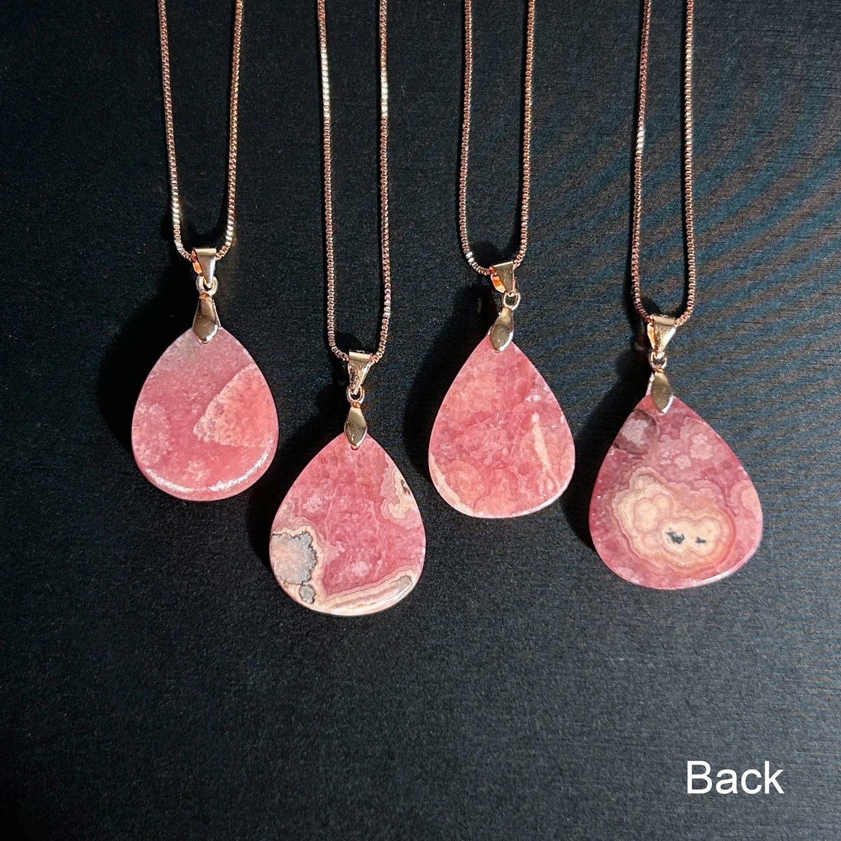 High Quality Rhodochrosite Rose Gold Pendant (chain excluded)