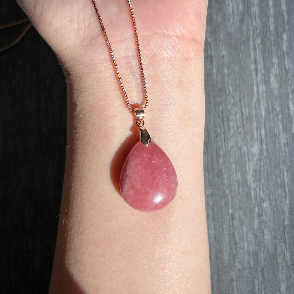 High Quality Rhodochrosite Rose Gold Pendant (chain excluded)