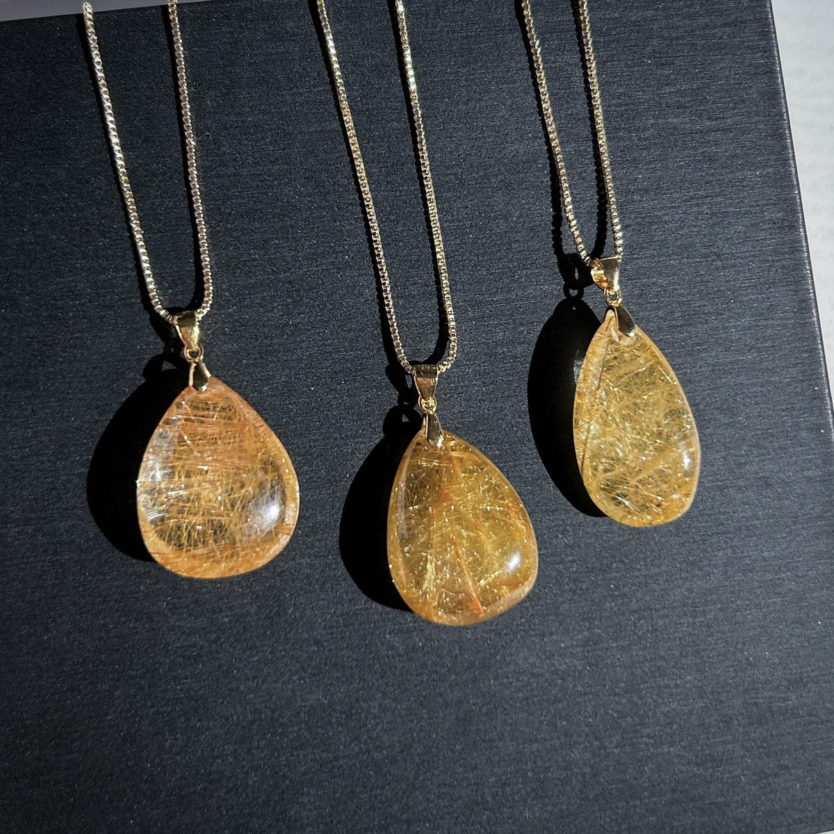 High Quality Golden Rutilated Quartz 14k Gold Pendant