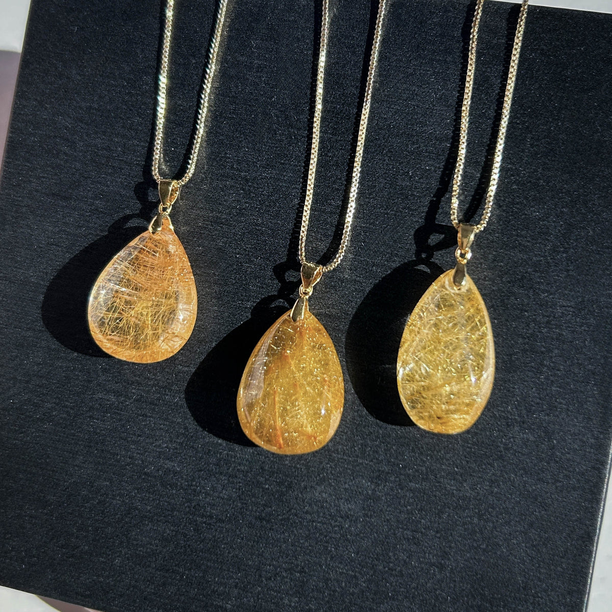 High Quality Golden Rutilated Quartz 14k Gold Pendant