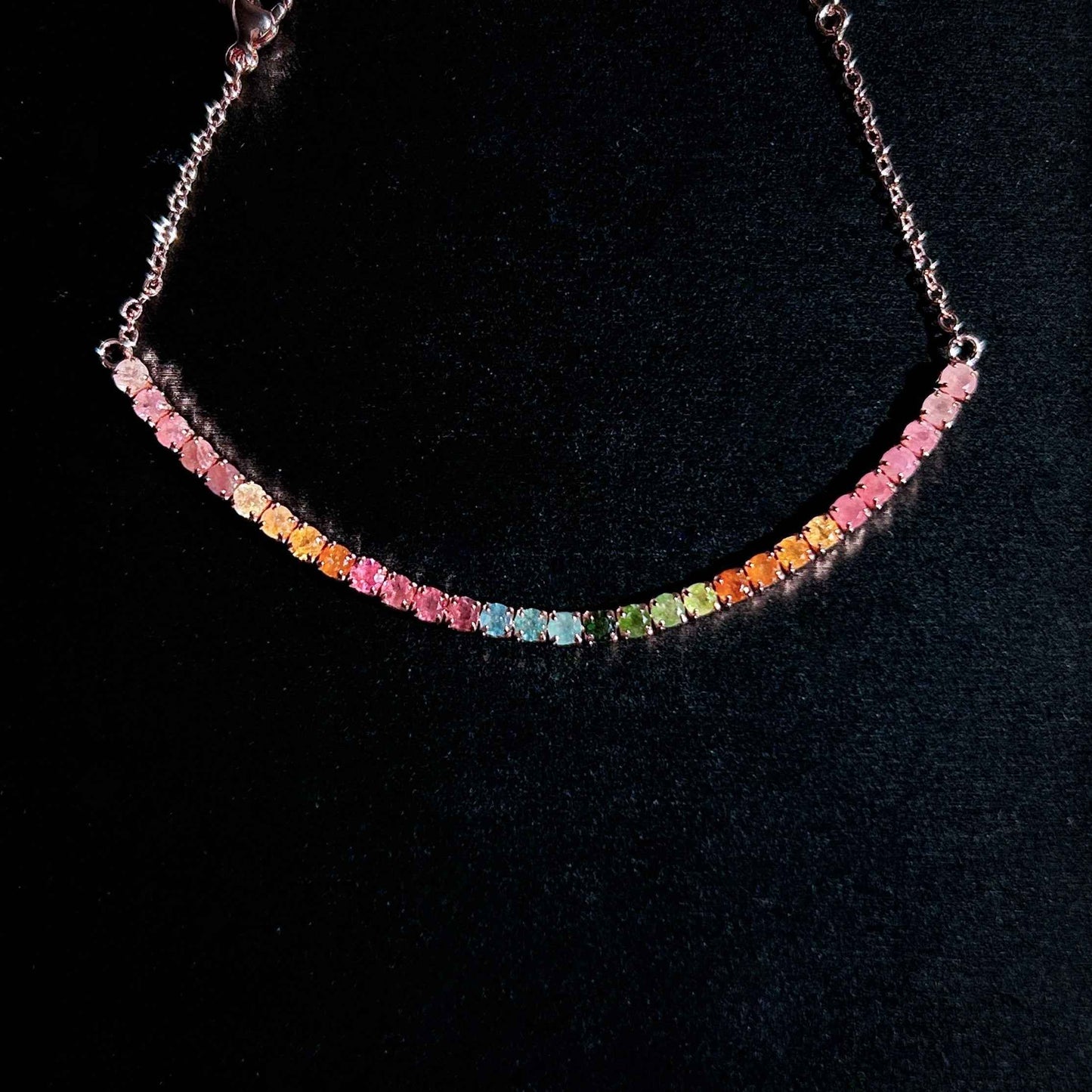 Rainbow Tourmaline Rose Gold Adjustable Mini Bracelet
