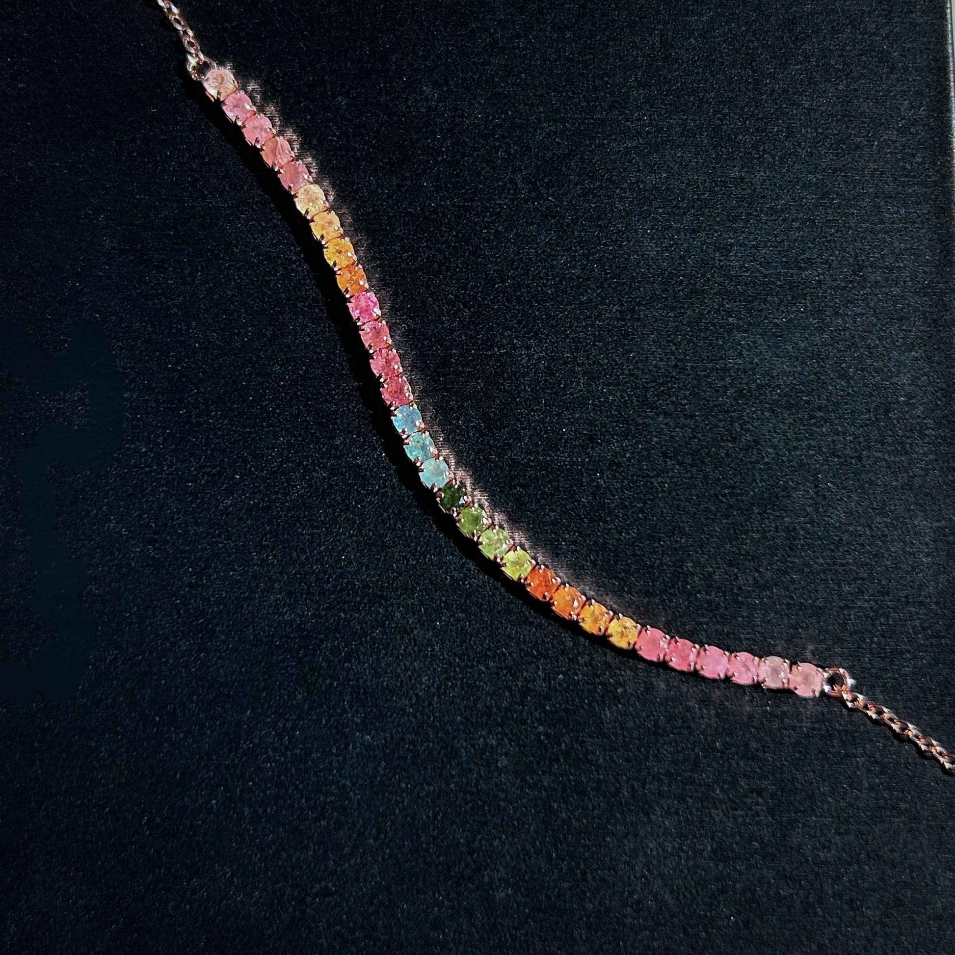 Rainbow Tourmaline Rose Gold Adjustable Mini Bracelet