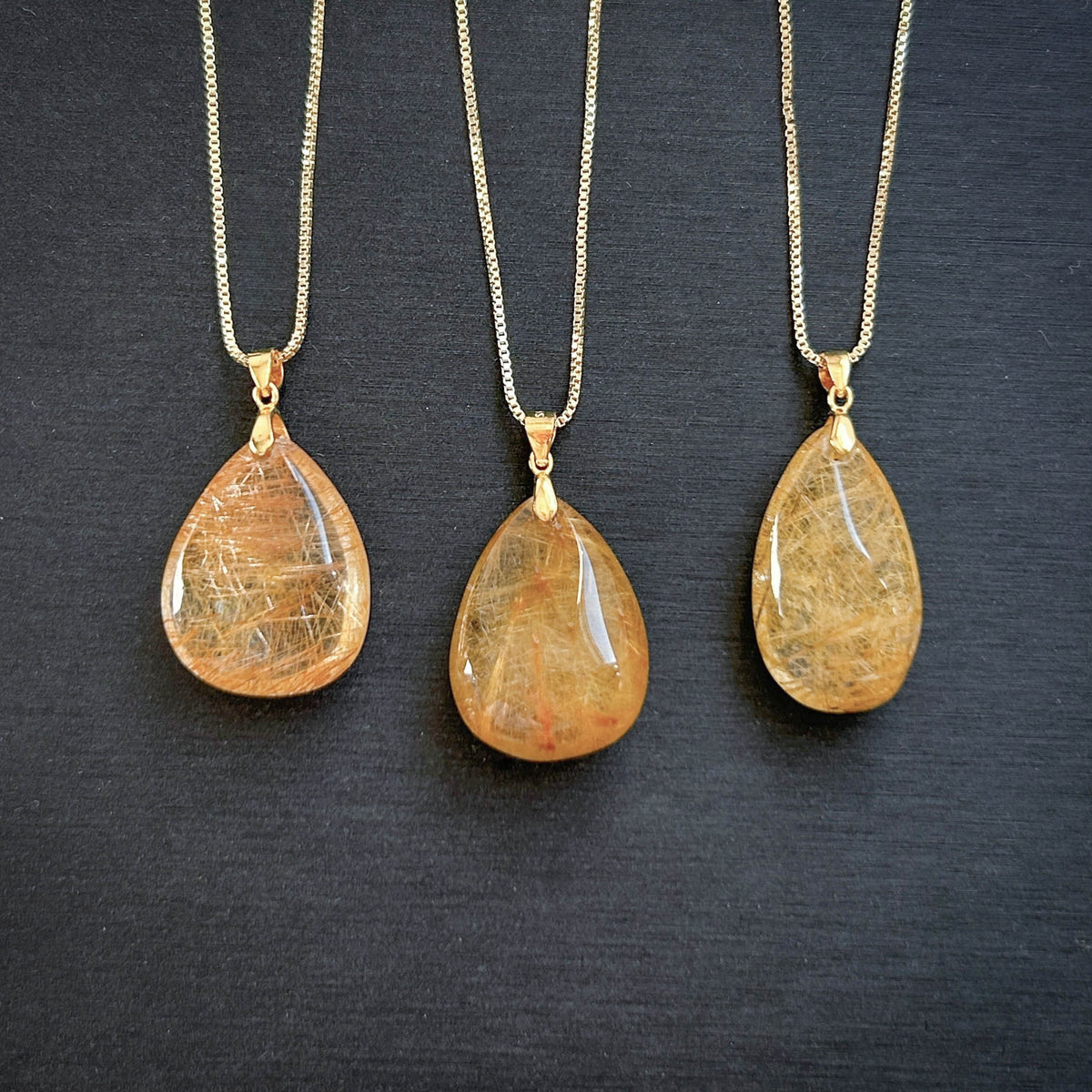 High Quality Golden Rutilated Quartz 14k Gold Pendant