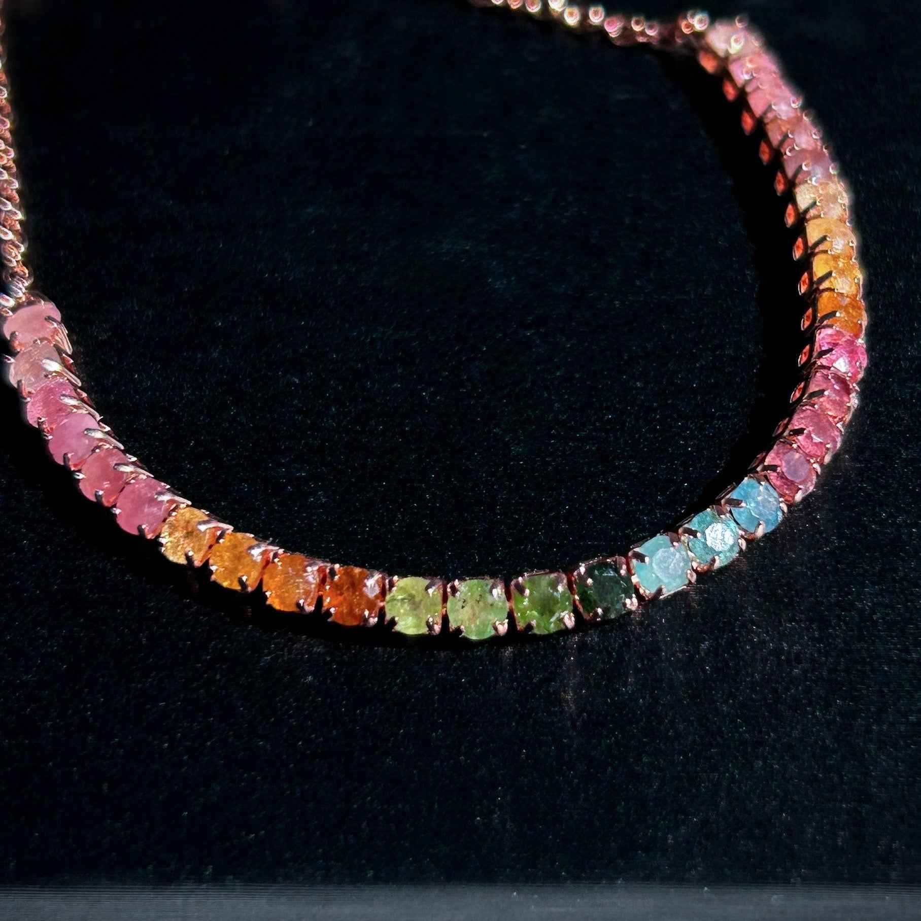 Rainbow Tourmaline Rose Gold Adjustable Mini Bracelet