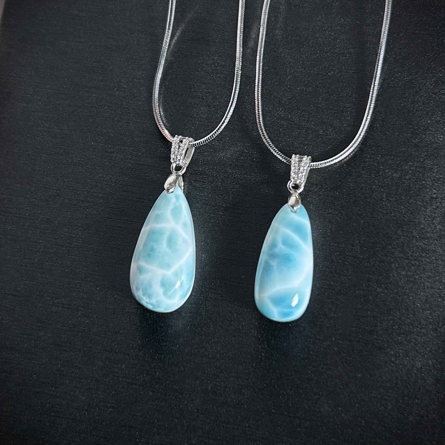 High Quality Rare Larimar 925 Sterling Silver Pendant (chain excluded)