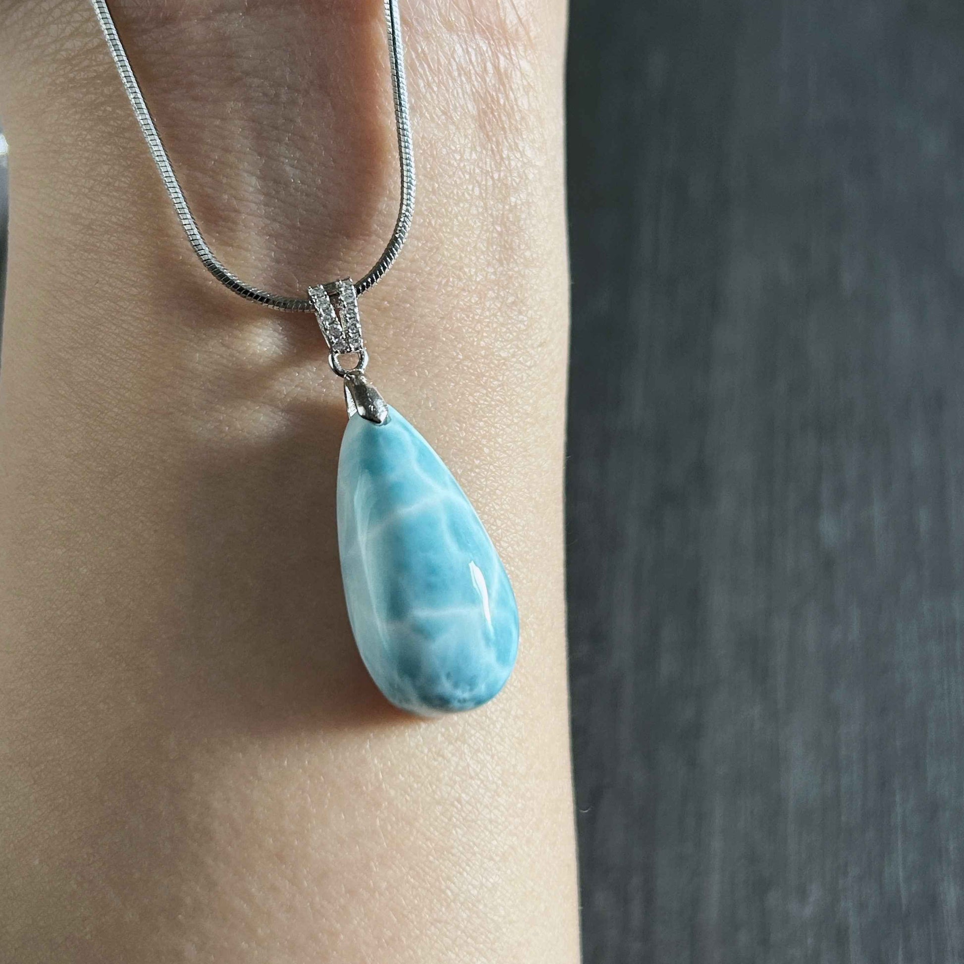 High Quality Rare Larimar 925 Sterling Silver Pendant (chain excluded)