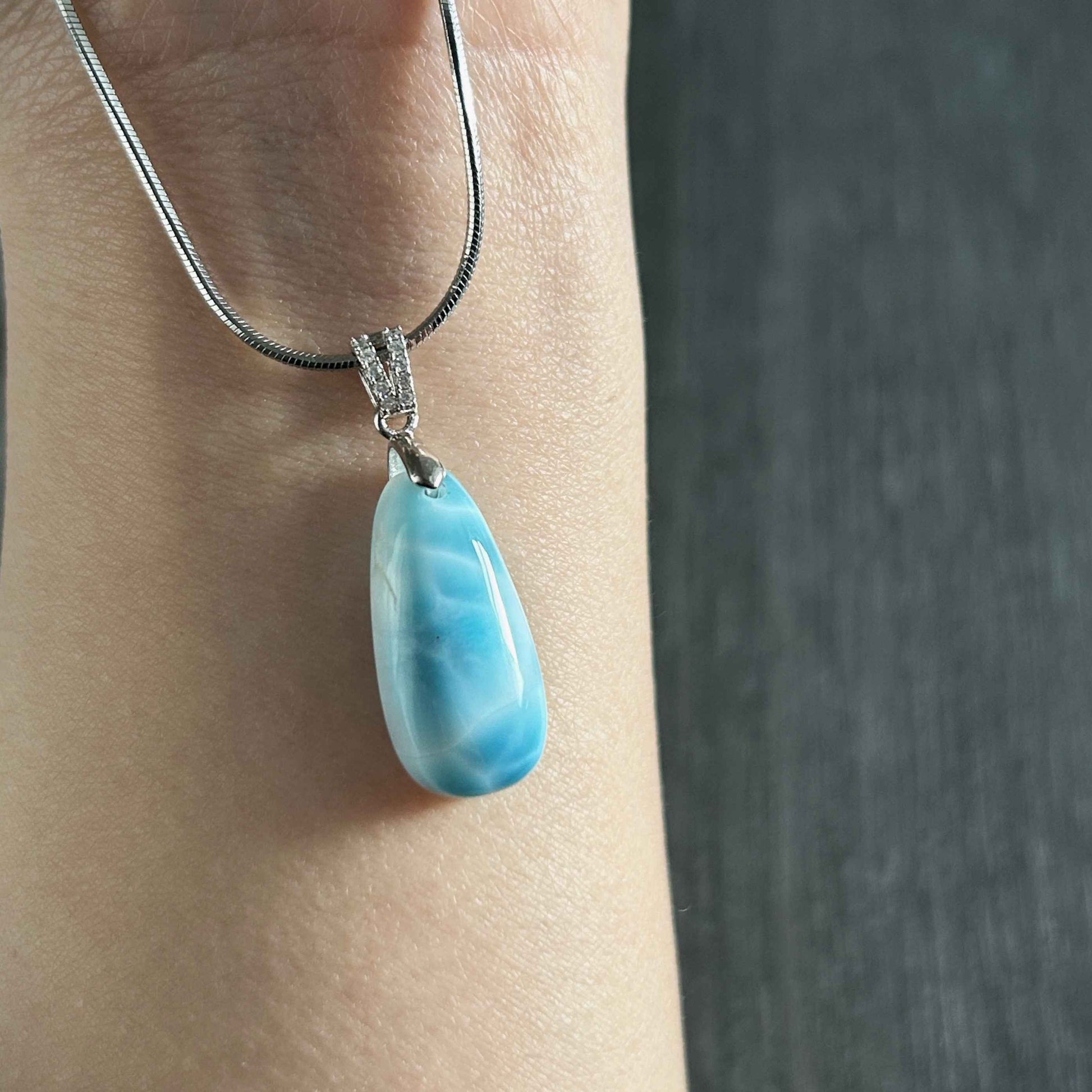 High Quality Rare Larimar 925 Sterling Silver Pendant (chain excluded)