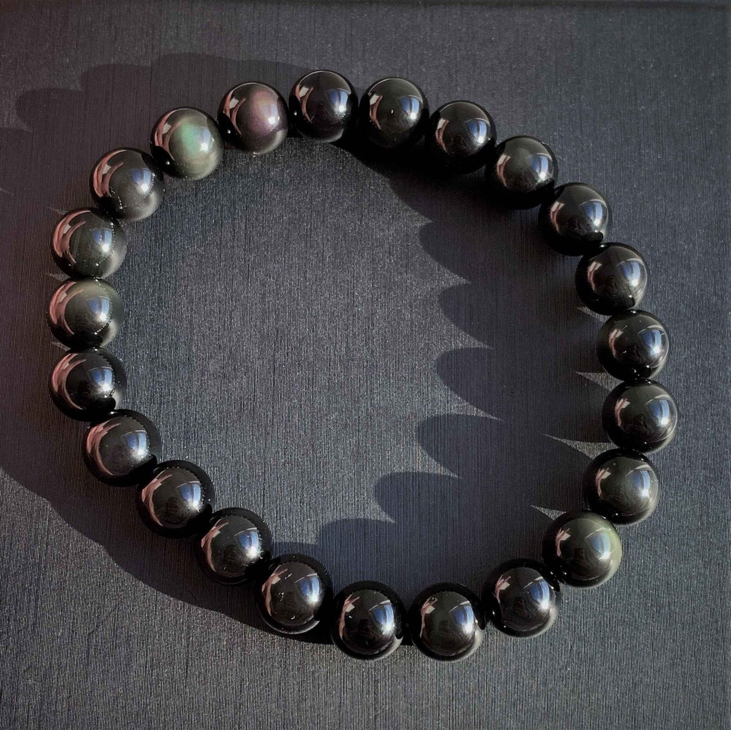Natural Obsidian Rainbow Bracelet in 6 to 12MM