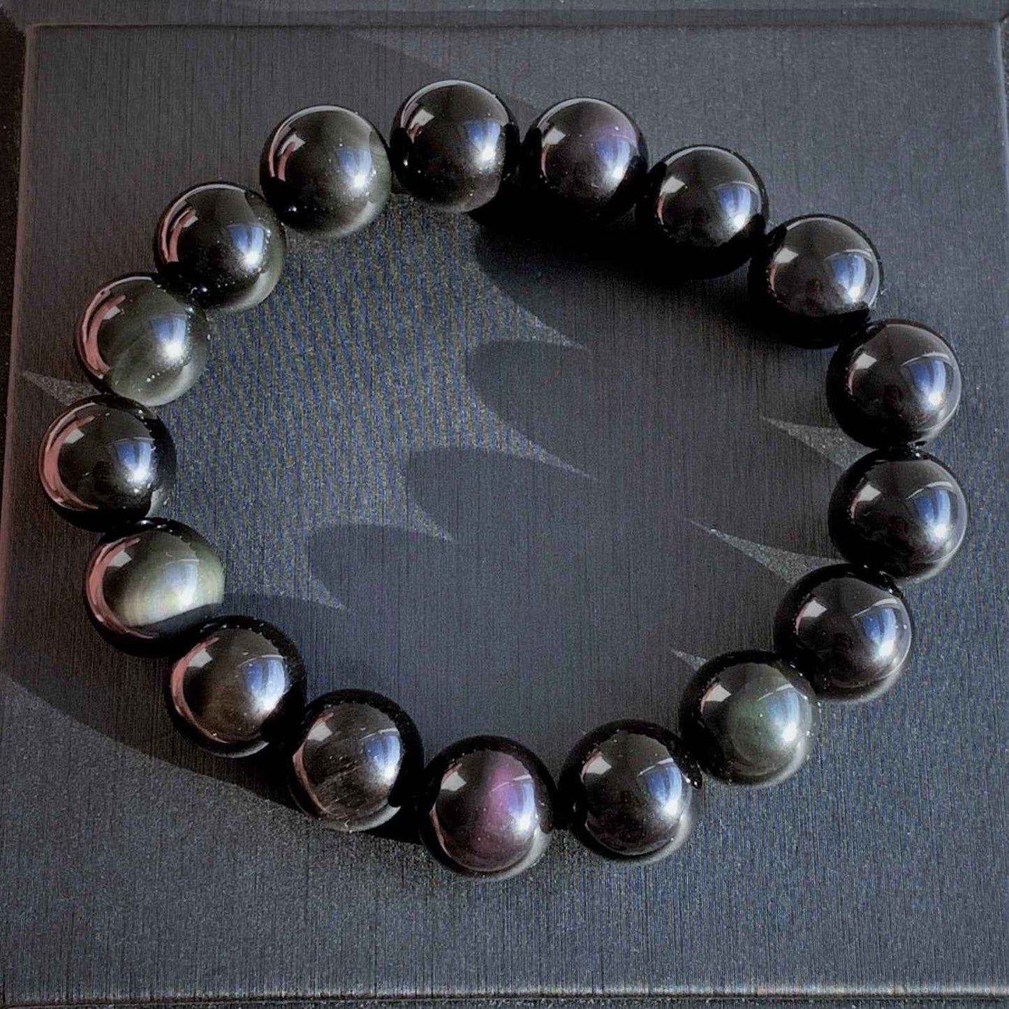 Natural Obsidian Rainbow Bracelet in 6 to 12MM