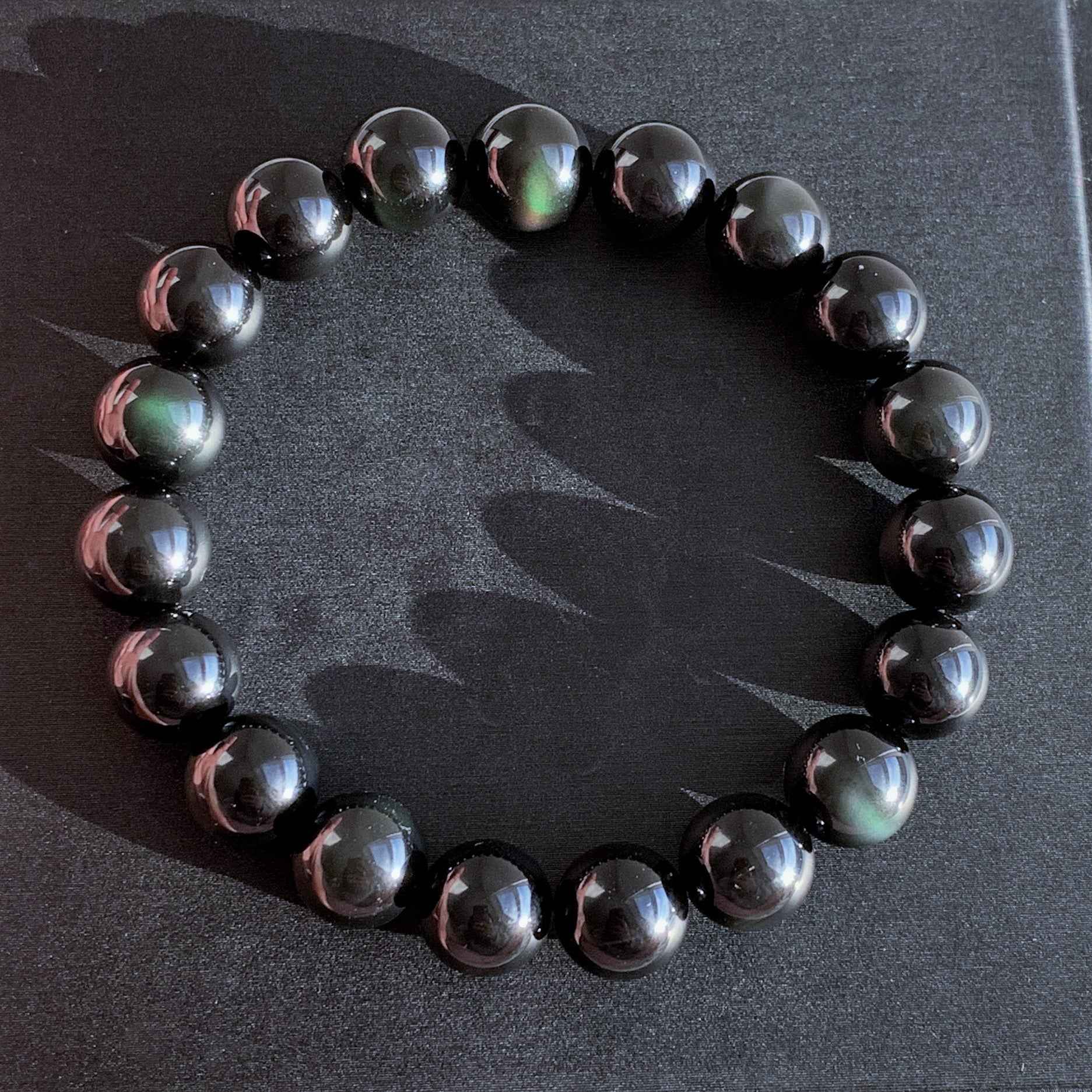 Natural Obsidian Rainbow Bracelet in 6 to 12MM