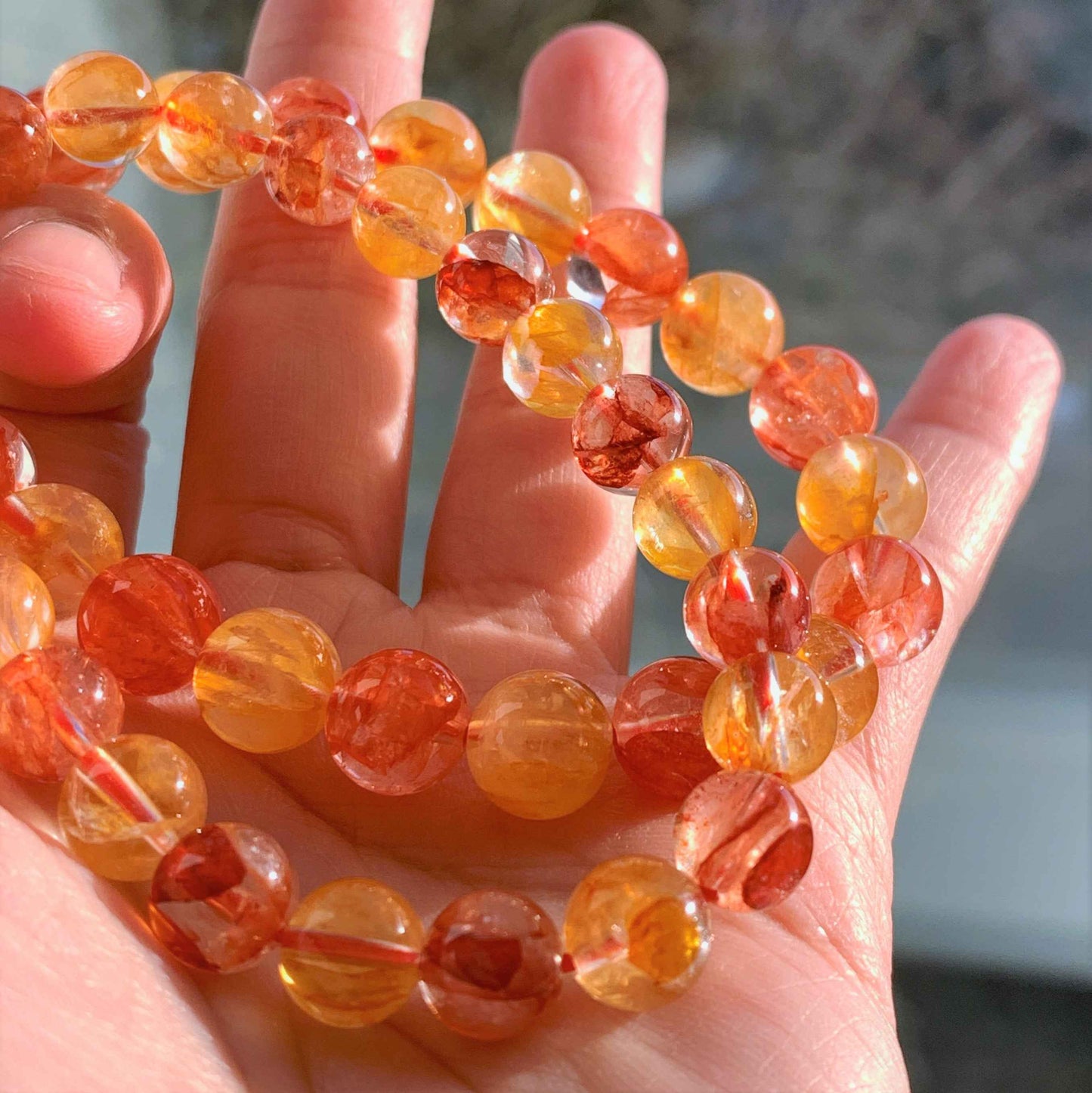 Top Quality Rare Hematoid Quartz Bracelet in 8 to 9MM