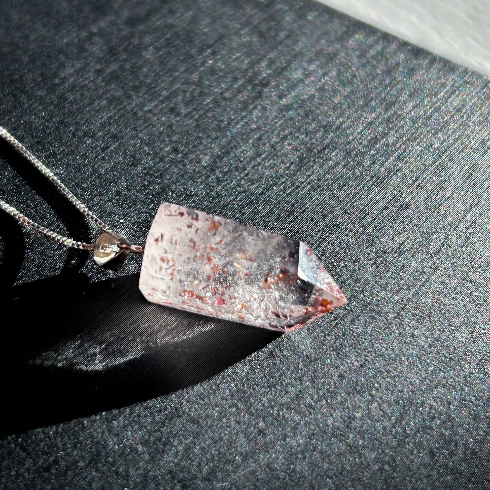 Rare High Quality Faceted Lepidocrocite 925 Sterling Silver Pendant (chain excluded)