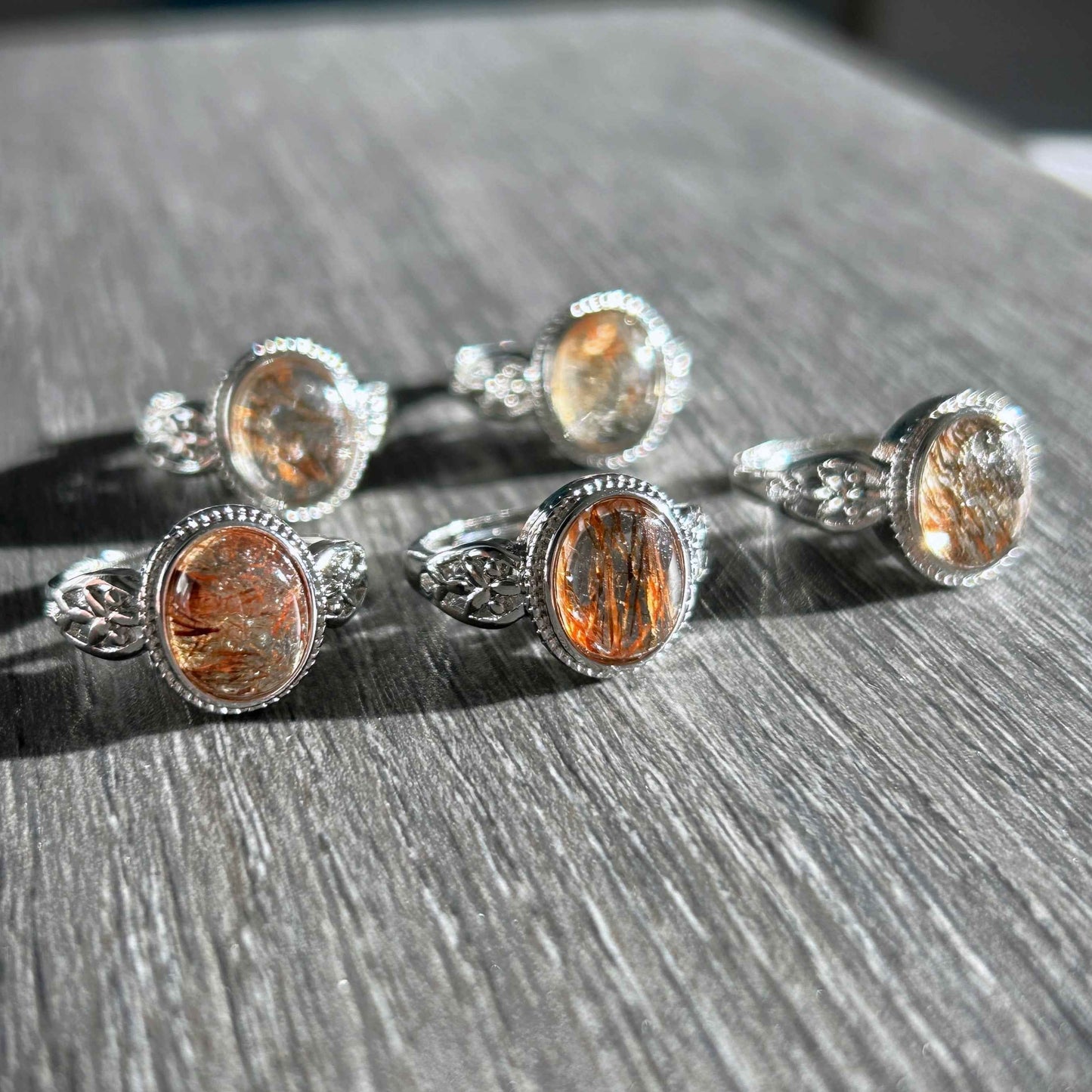 Rare Golden Black Super 7 Adjustable Silver Ring