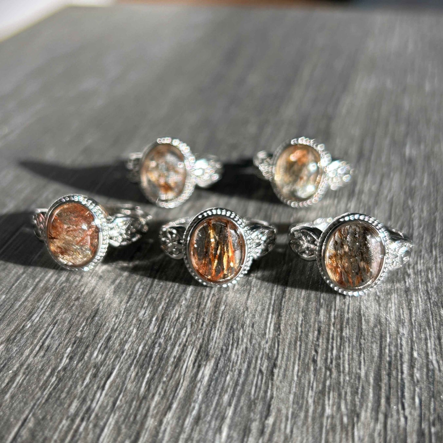 Rare Golden Black Super 7 Adjustable Silver Ring