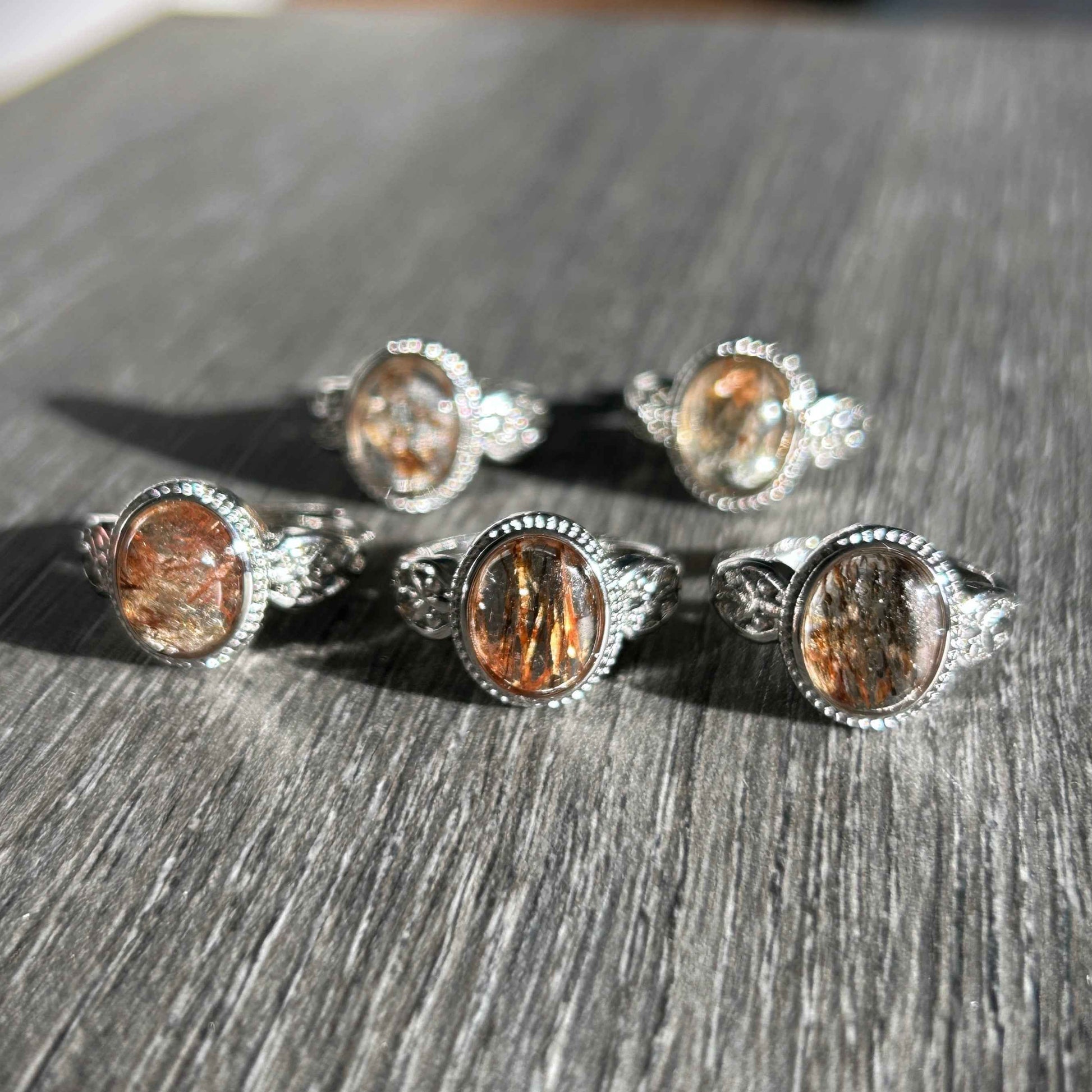 Rare Golden Black Super 7 Adjustable Silver Ring