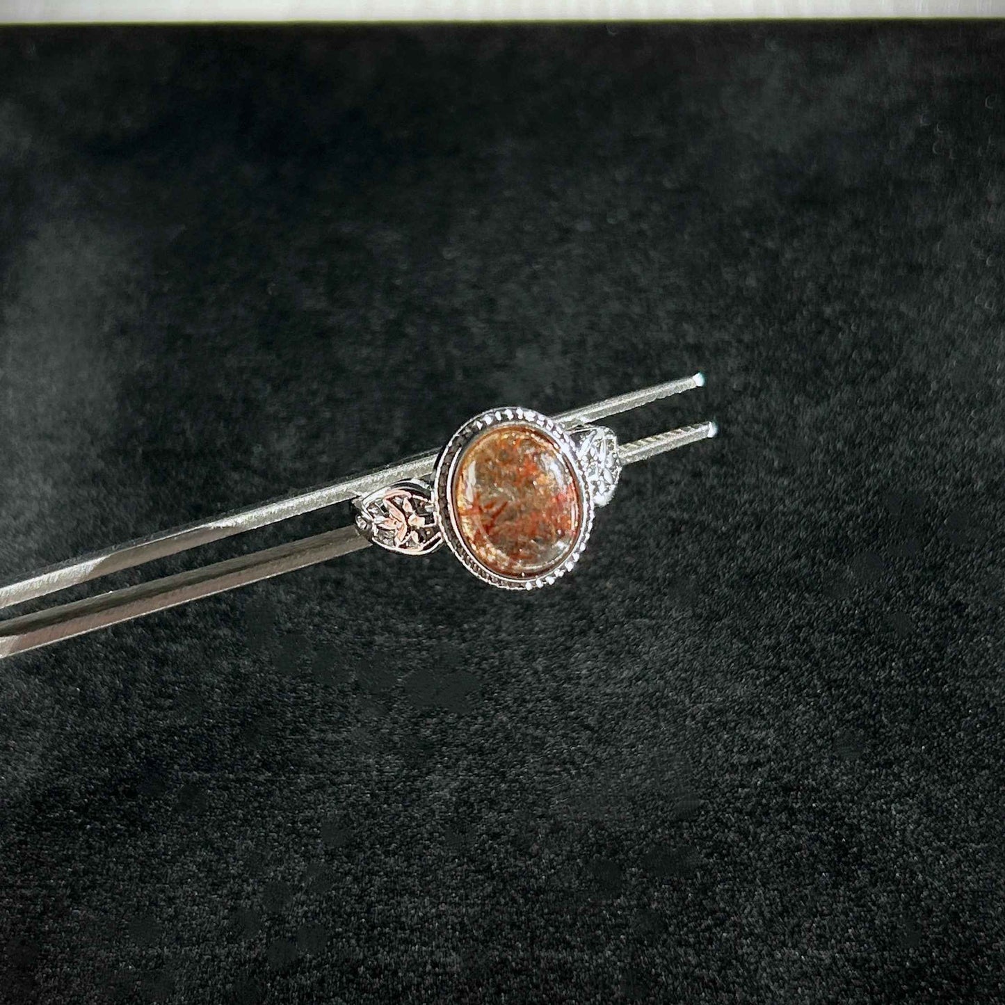 Rare Golden Black Super 7 Adjustable Silver Ring