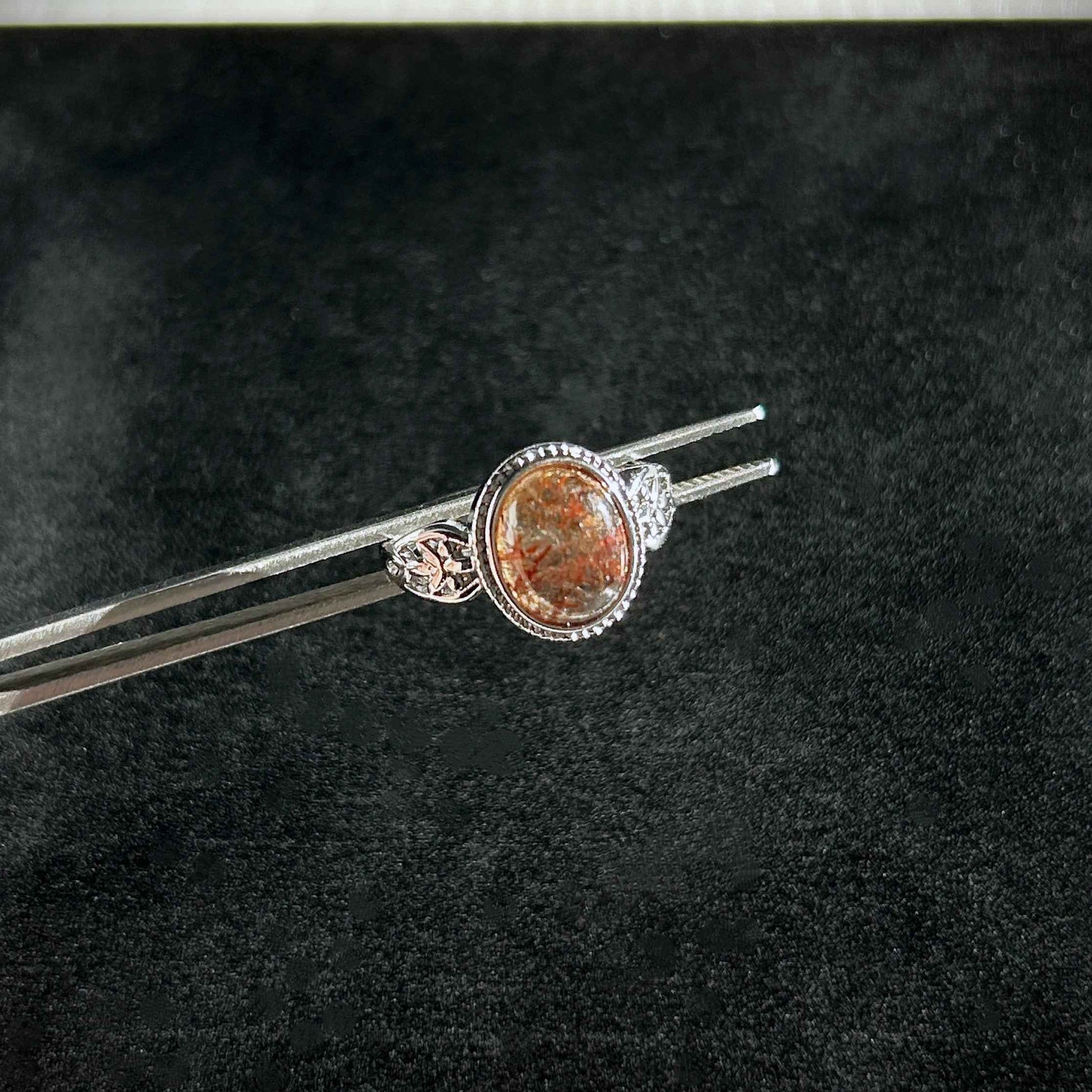 Rare Golden Black Super 7 Adjustable Silver Ring