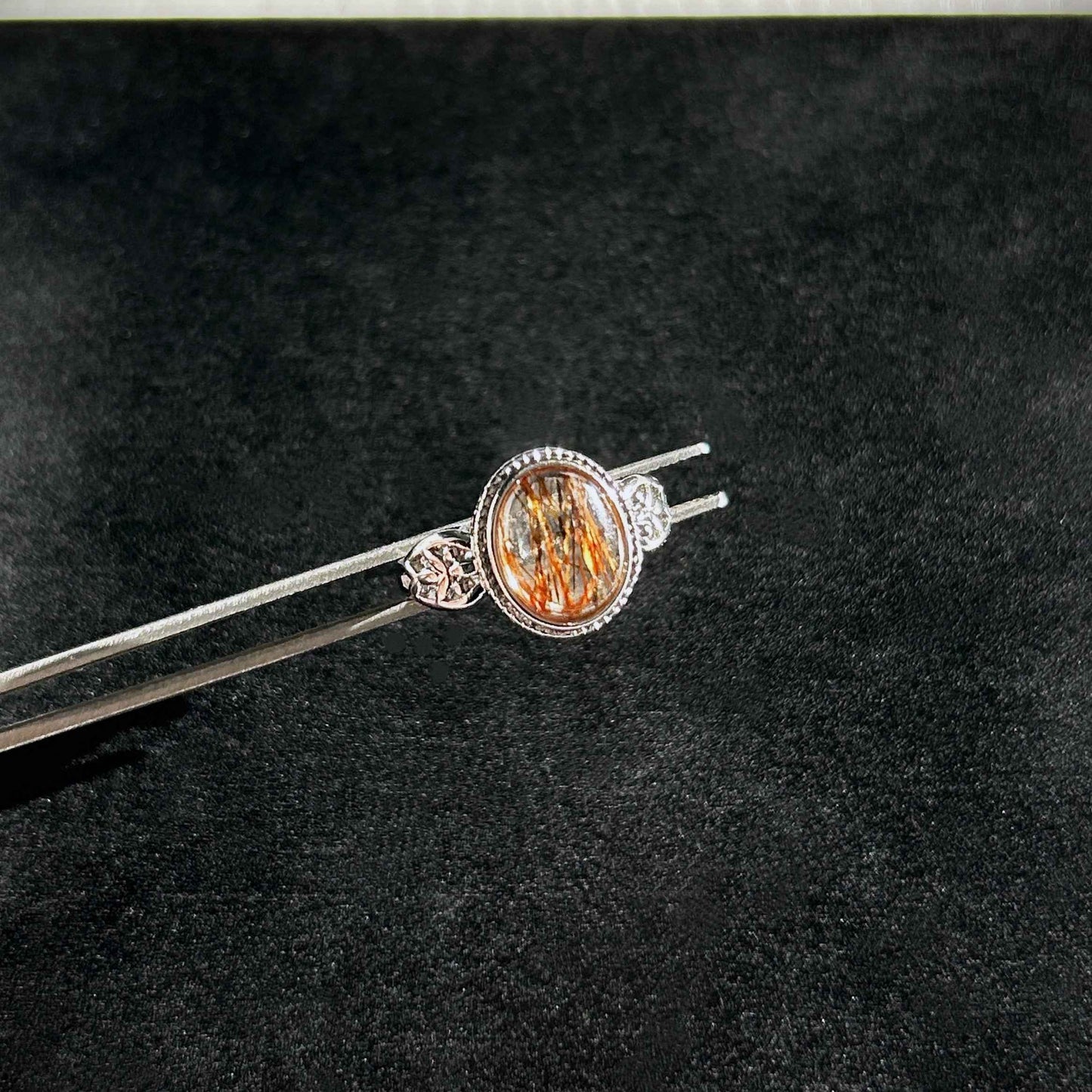 Rare Golden Black Super 7 Adjustable Silver Ring