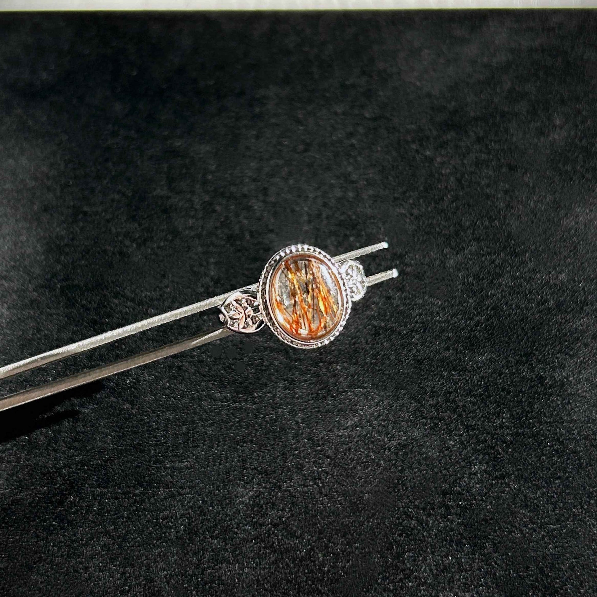 Rare Golden Black Super 7 Adjustable Silver Ring