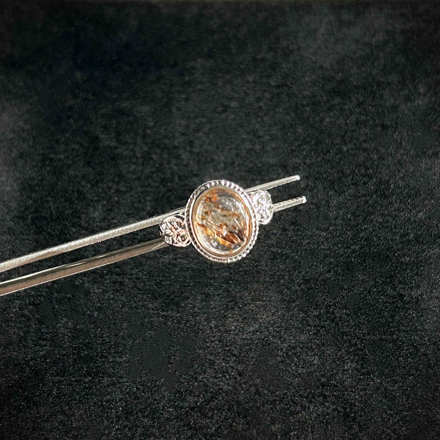 Rare Golden Black Super 7 Adjustable Silver Ring