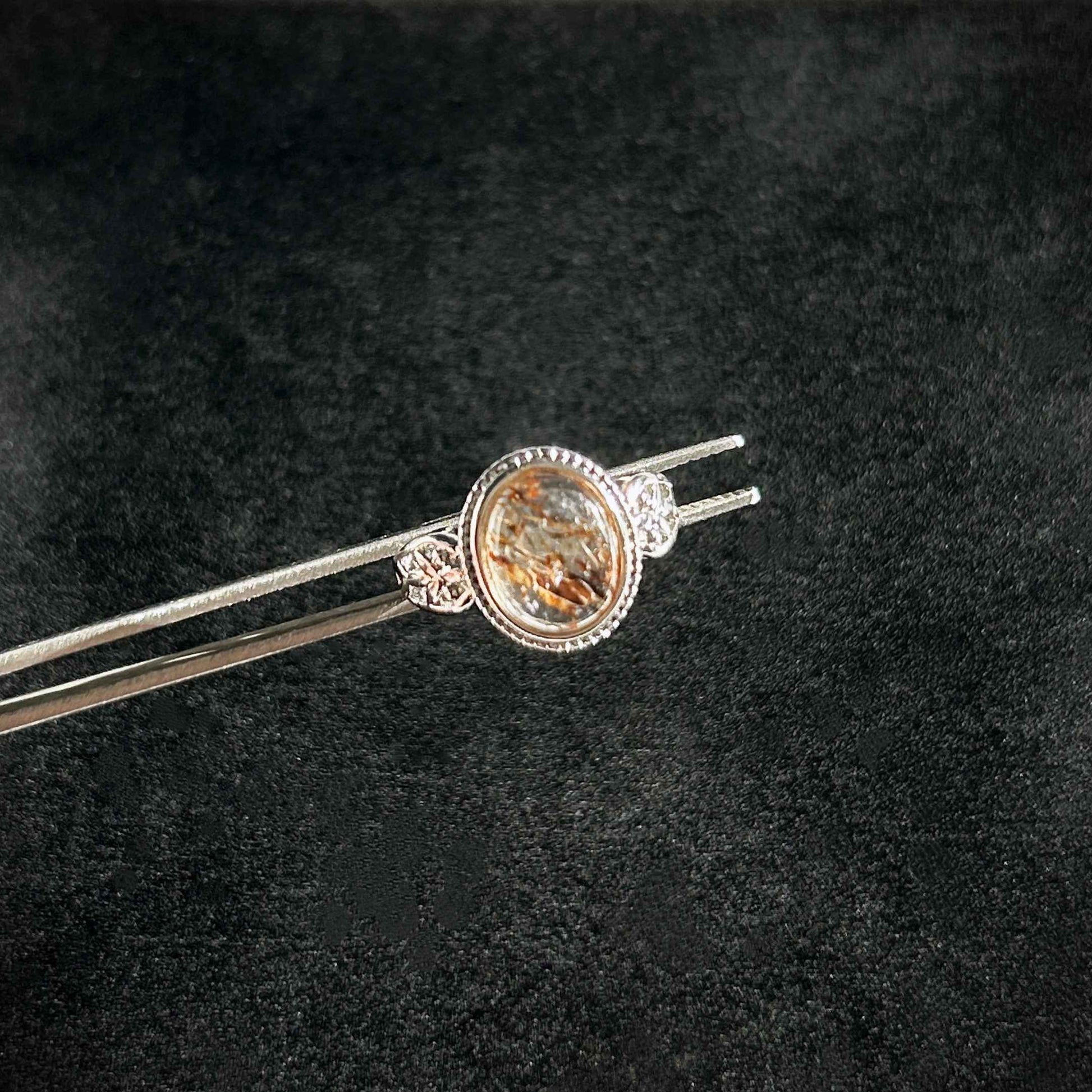 Rare Golden Black Super 7 Adjustable Silver Ring