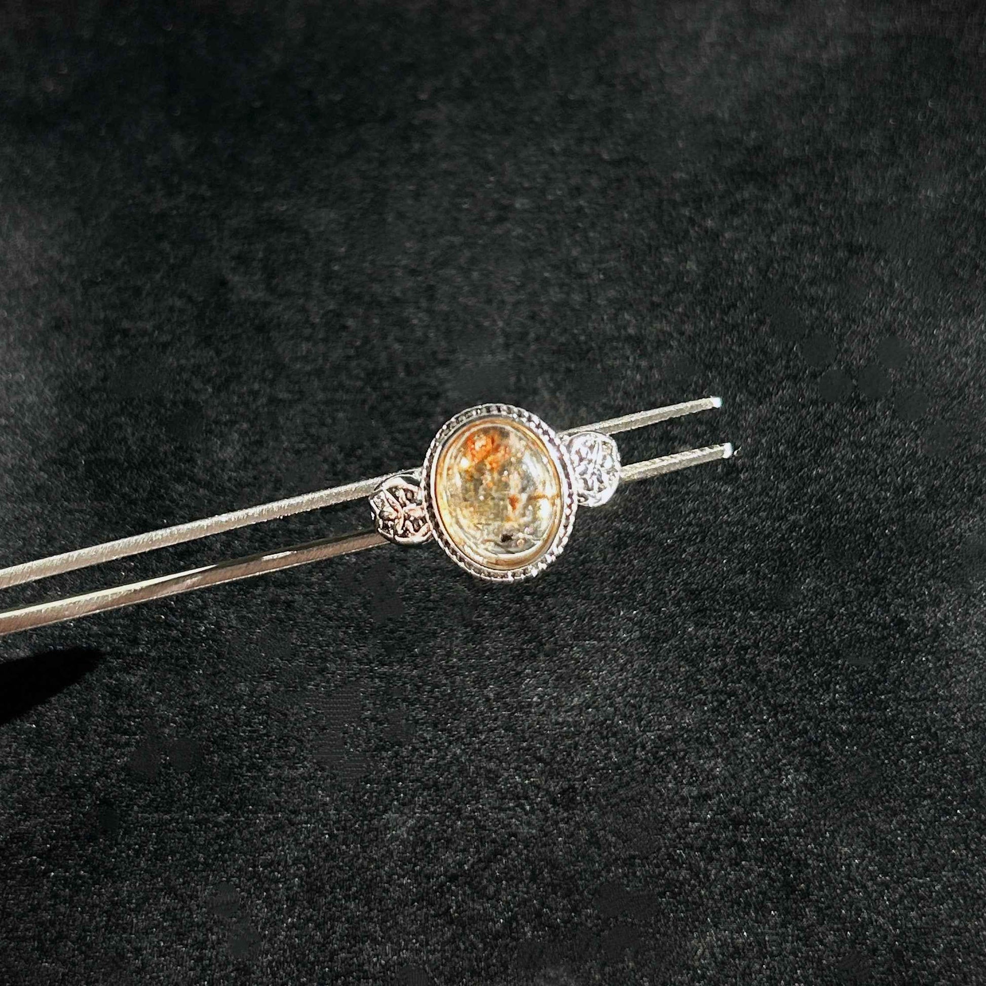 Rare Golden Black Super 7 Adjustable Silver Ring