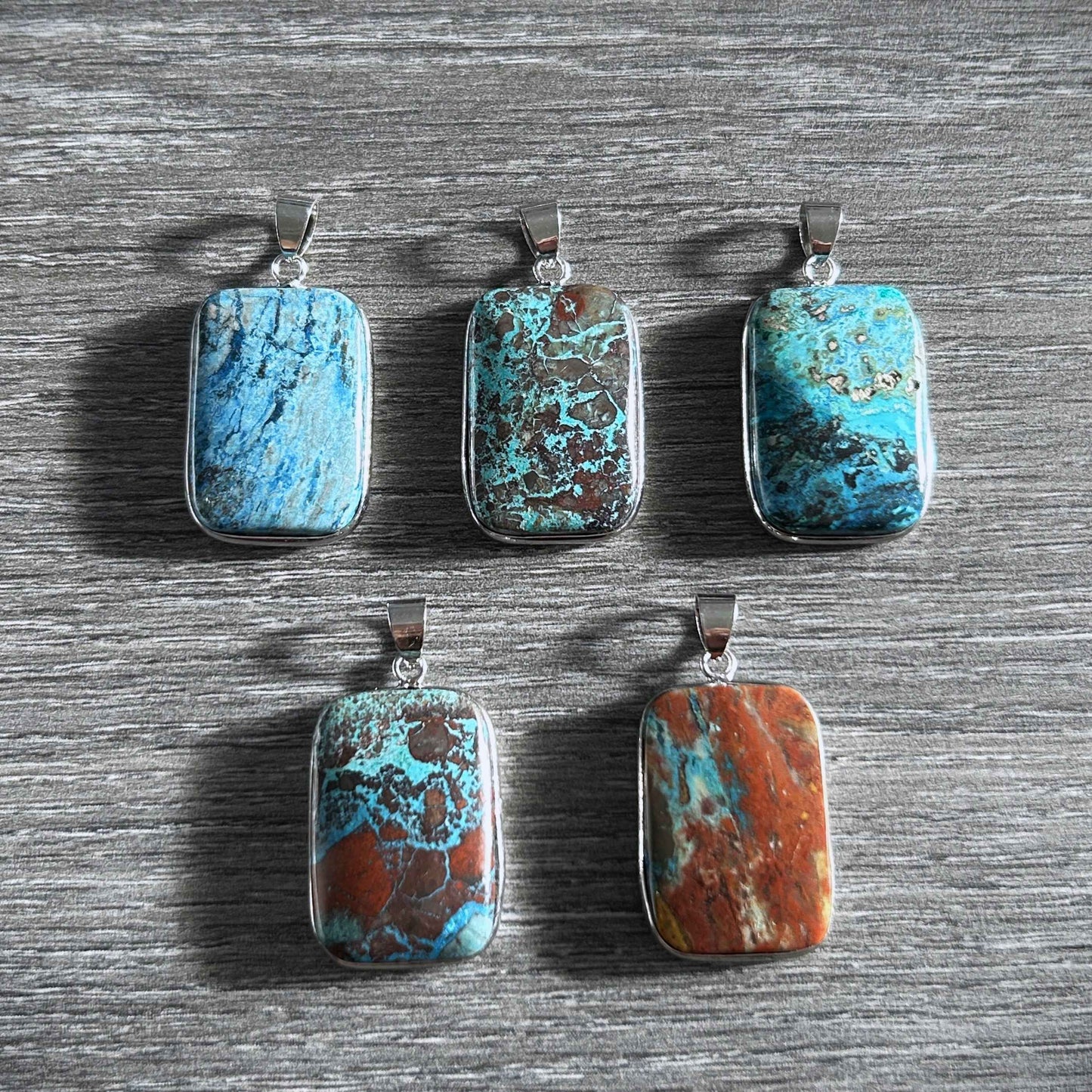 Rare Chrysocolla Silver Large 925 Sterling Silver Pendant (chain excluded)