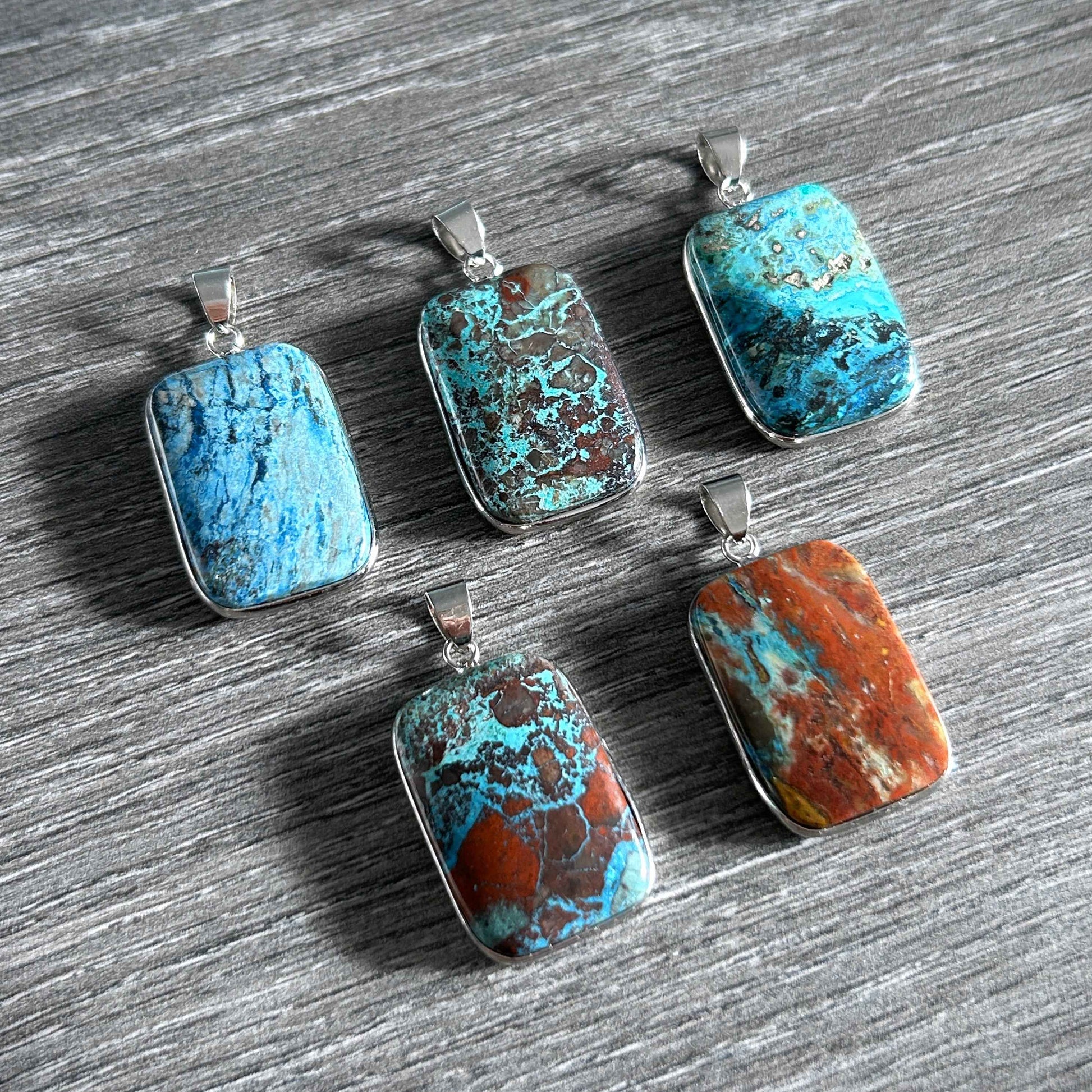 Rare Chrysocolla Silver Large 925 Sterling Silver Pendant (chain excluded)