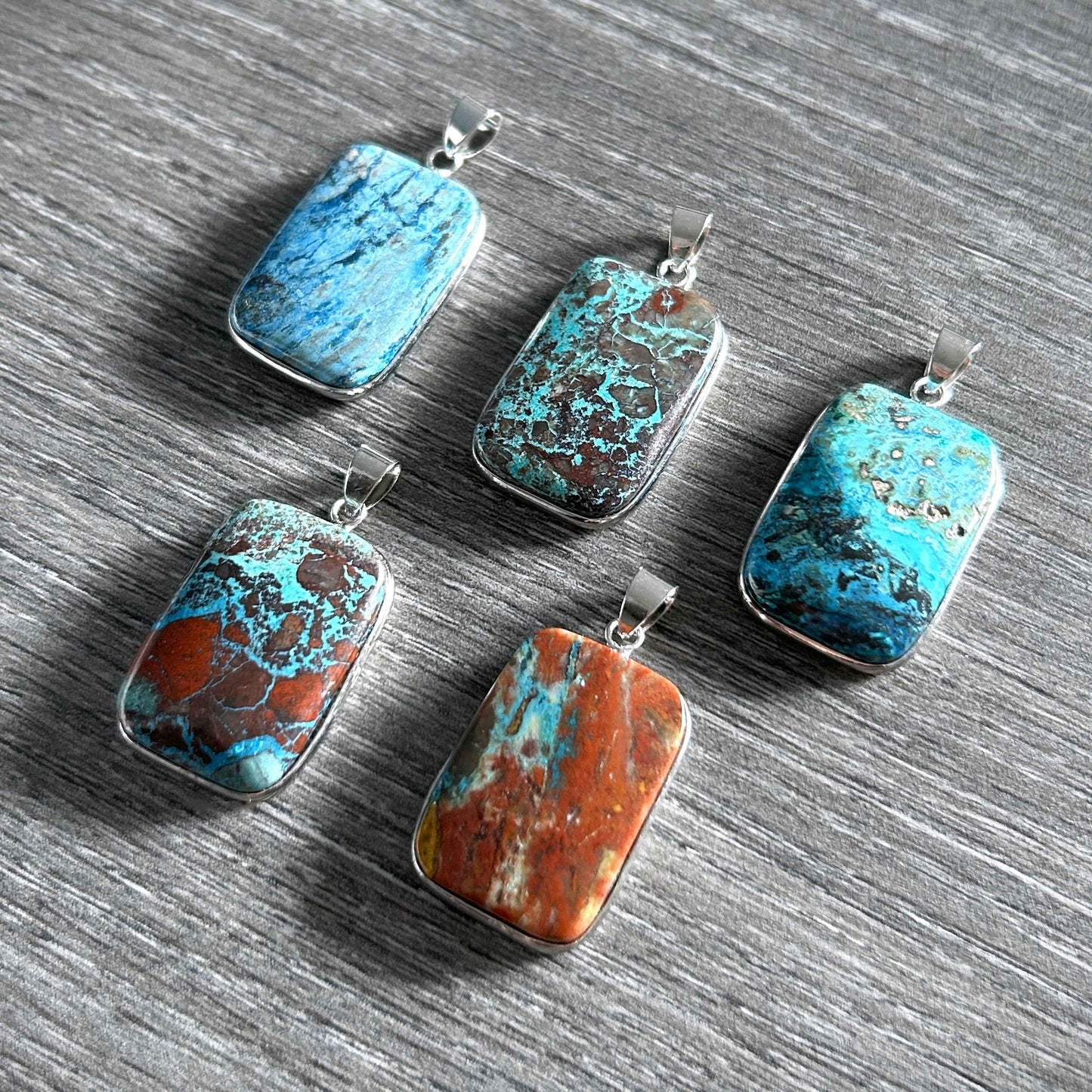 Rare Chrysocolla Silver Large 925 Sterling Silver Pendant (chain excluded)