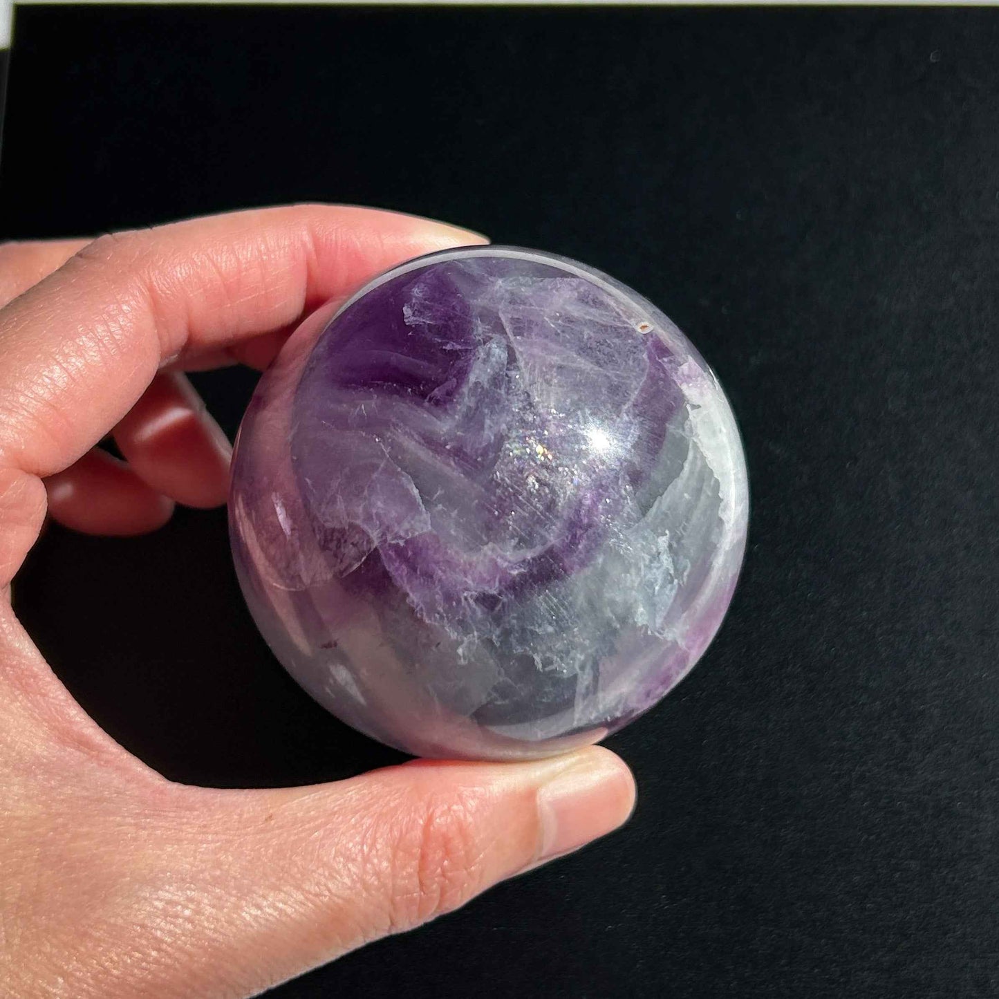 Purple & Green Fluorite with Glitter Sphere 57mm
