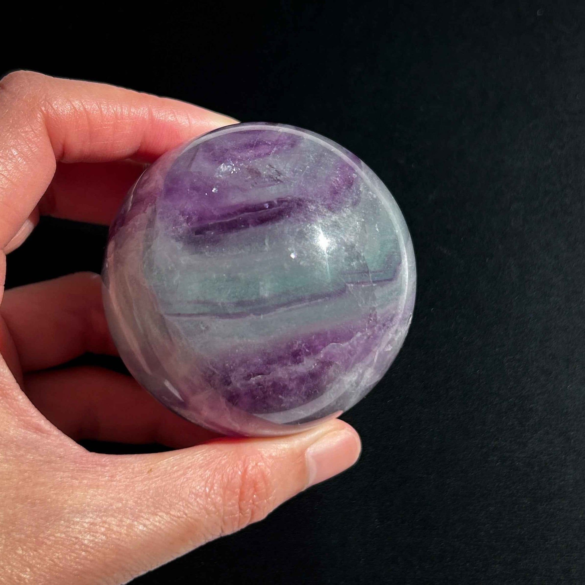 Purple & Green Fluorite with Glitter Sphere 57mm
