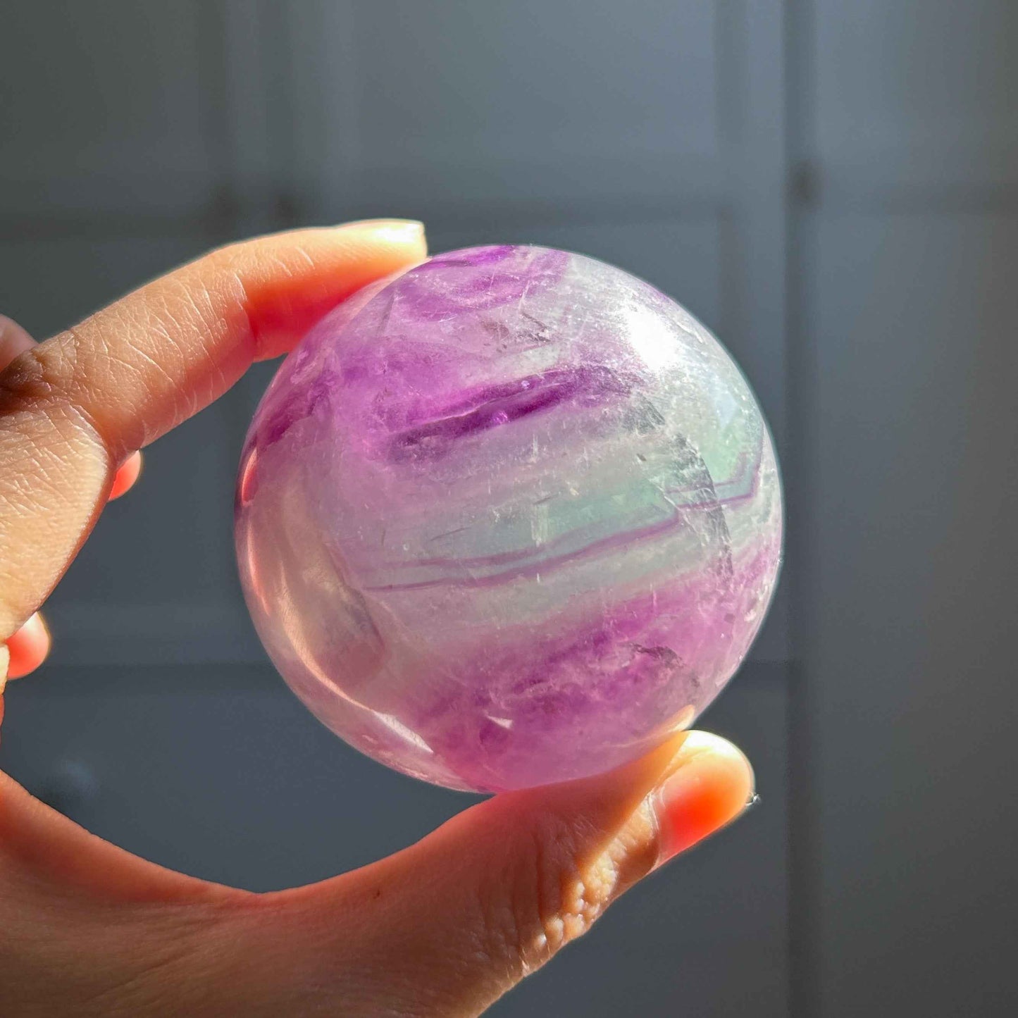 Purple & Green Fluorite with Glitter Sphere 57mm