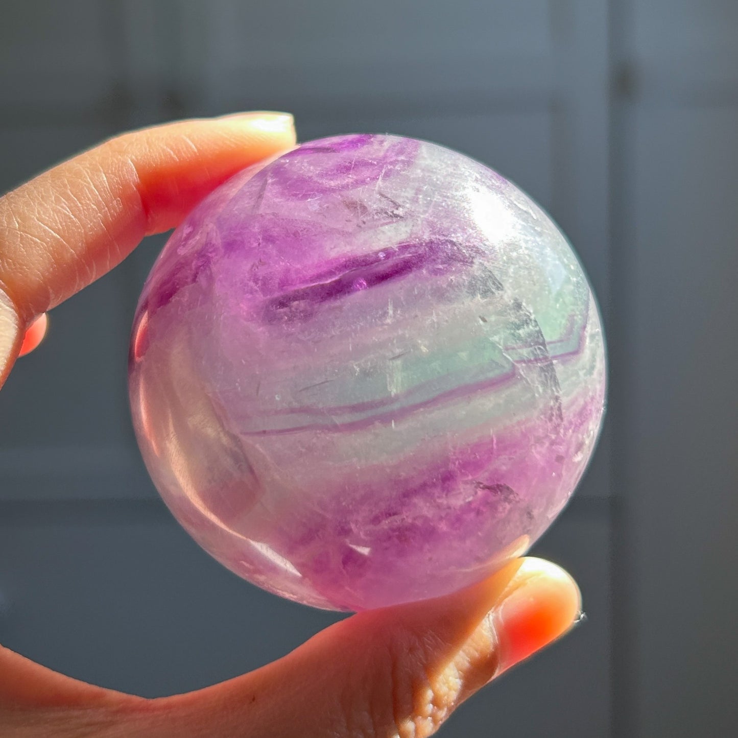 Purple & Green Fluorite with Glitter Sphere 57mm