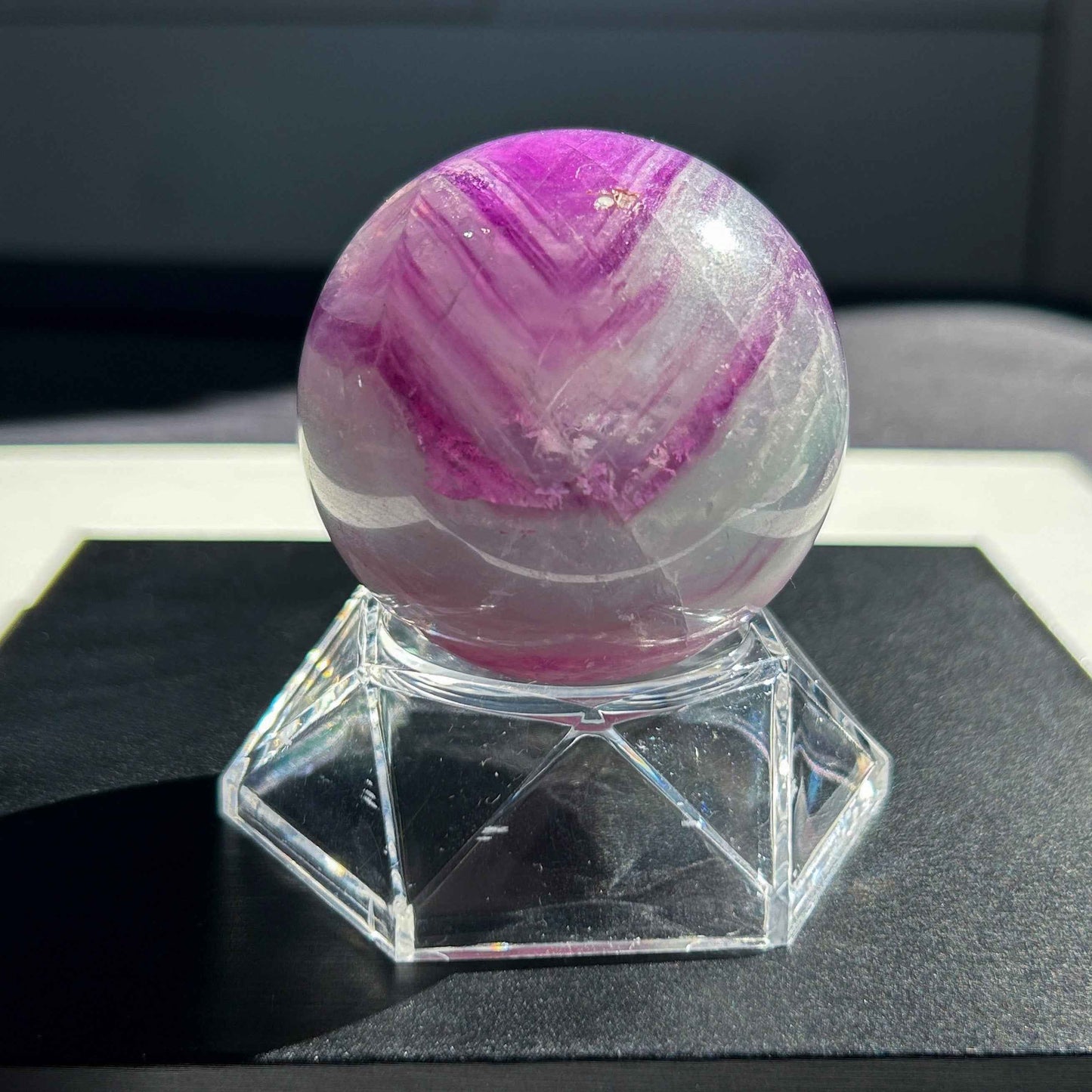 Purple & Green Fluorite with Glitter Sphere 57mm