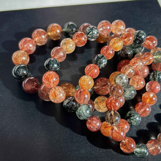 High Quality Mixed Rutilated Quartz Bracelet in 9-12MM
