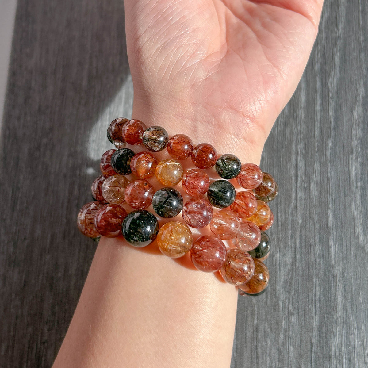 High Quality Mixed Rutilated Quartz Bracelet in 9-12MM