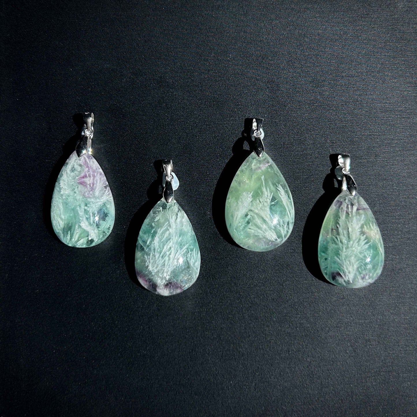 Rare Feather Fluorite 925 Sterling Silver Pendant (chain excluded)