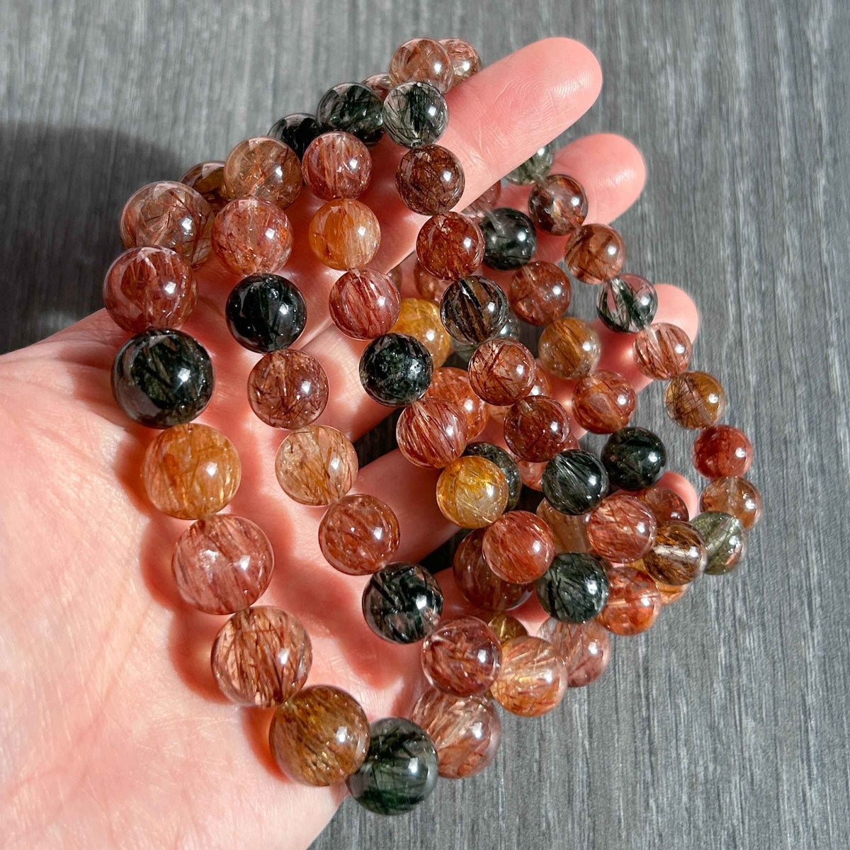 High Quality Mixed Rutilated Quartz Bracelet in 9-12MM