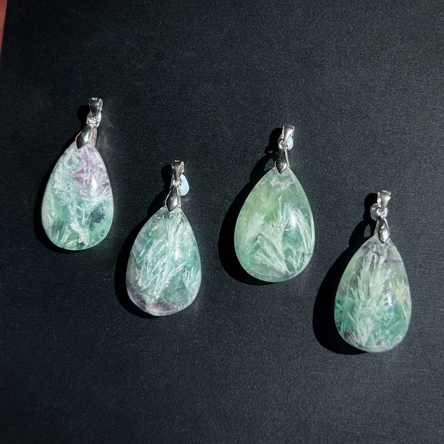 Rare Feather Fluorite 925 Sterling Silver Pendant (chain excluded)