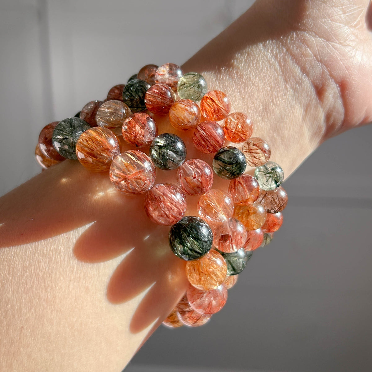 High Quality Mixed Rutilated Quartz Bracelet in 9-12MM