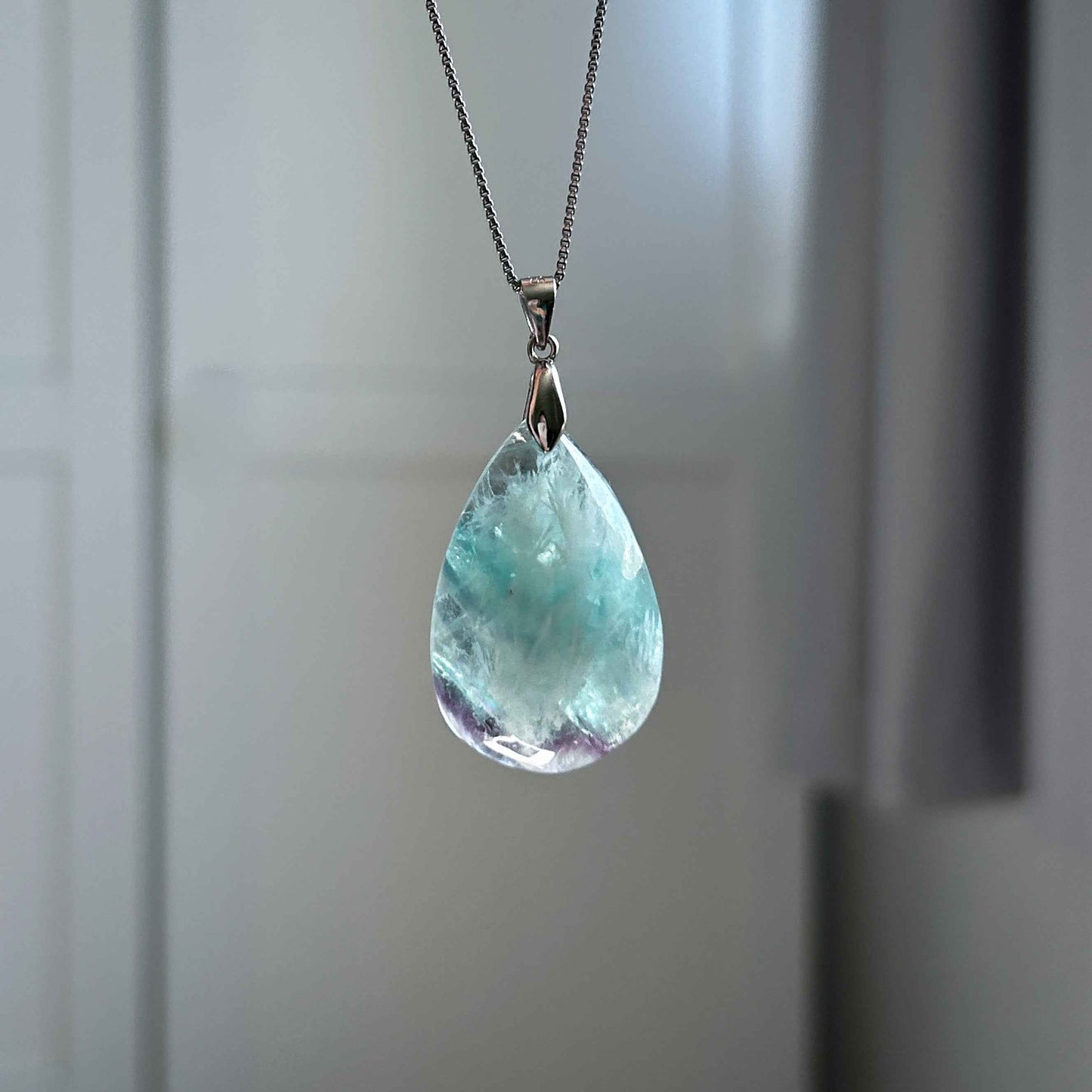 Rare Feather Fluorite 925 Sterling Silver Pendant (chain excluded)