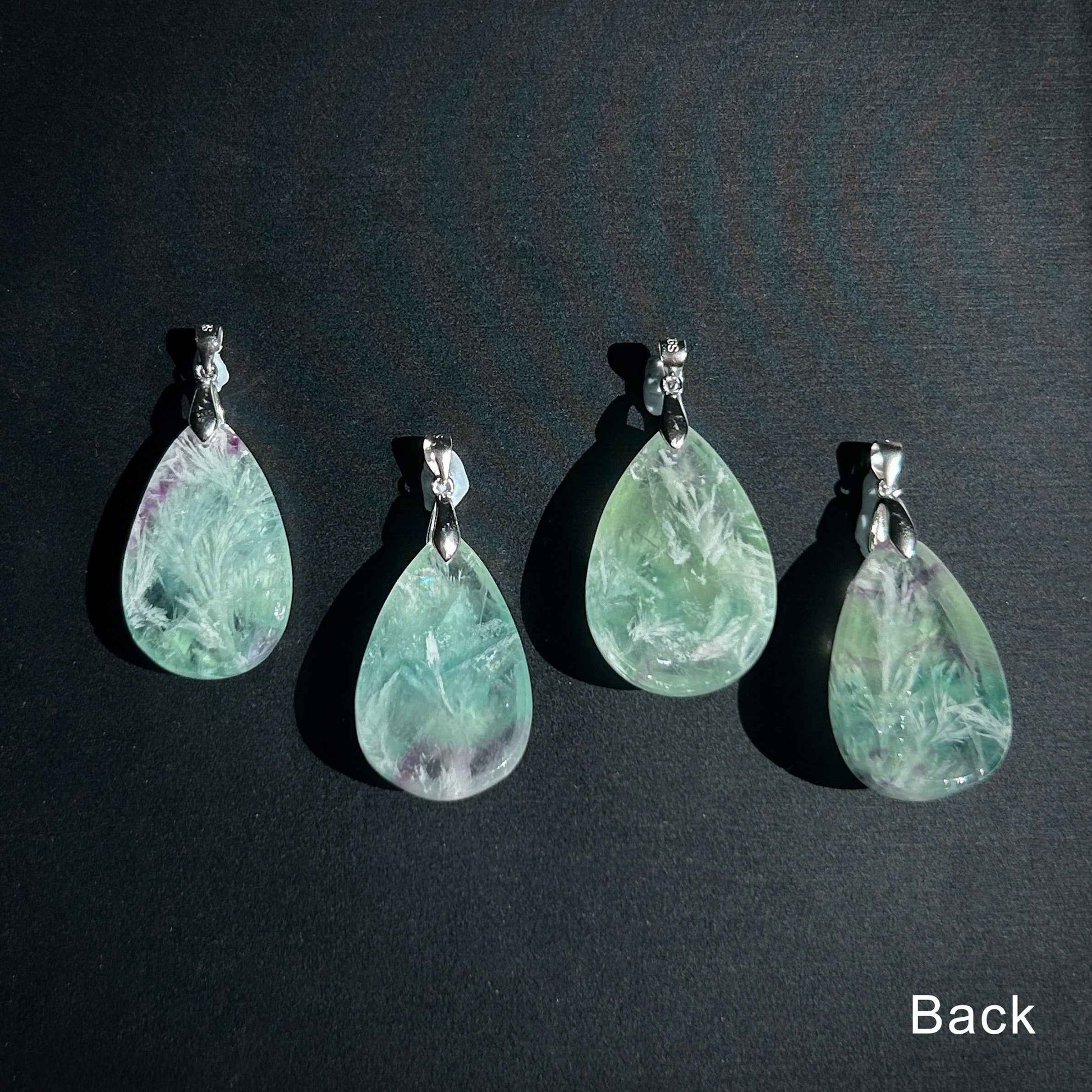 Rare Feather Fluorite 925 Sterling Silver Pendant (chain excluded)