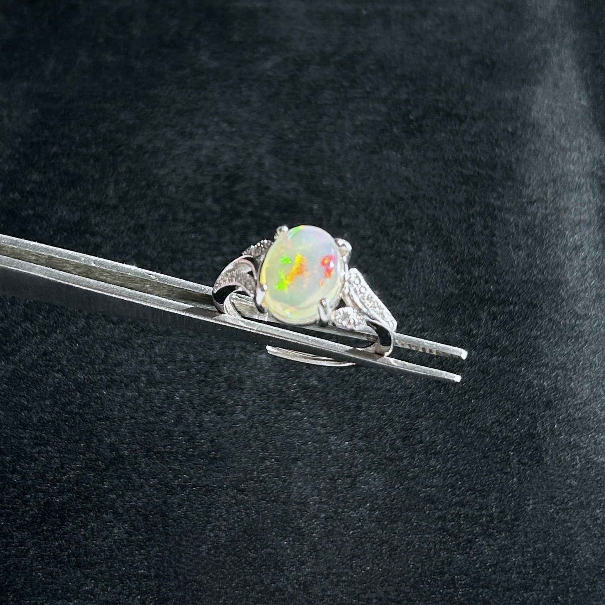 Top Quality Rainbow Opal Adjustable 925 Sterling Silver Ring