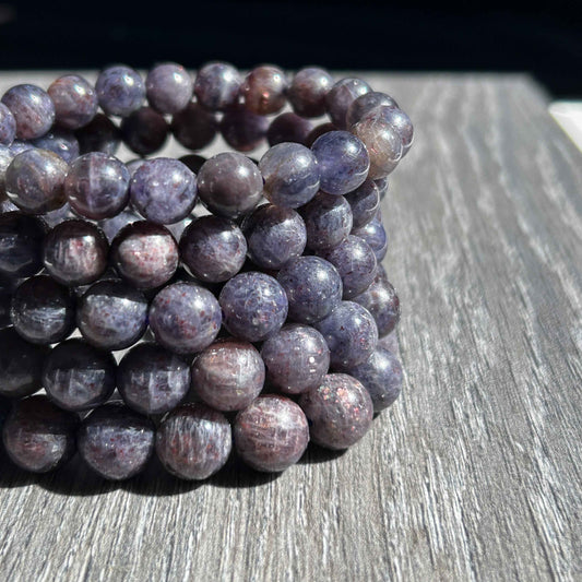 Rare Natural Sparkling Bloodshot Iolite Sunstone Bracelet in 7 to 11mm