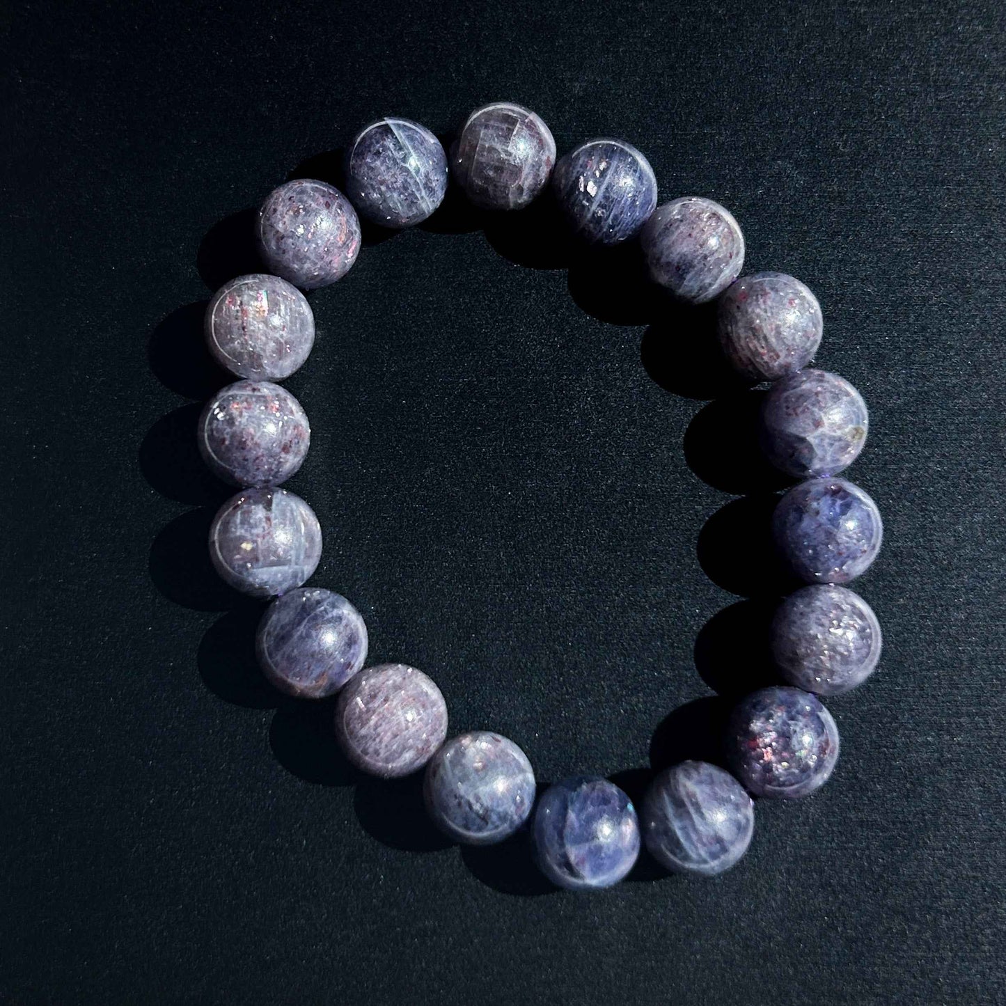 Rare Natural Sparkling Bloodshot Iolite Sunstone Bracelet in 7 to 11mm