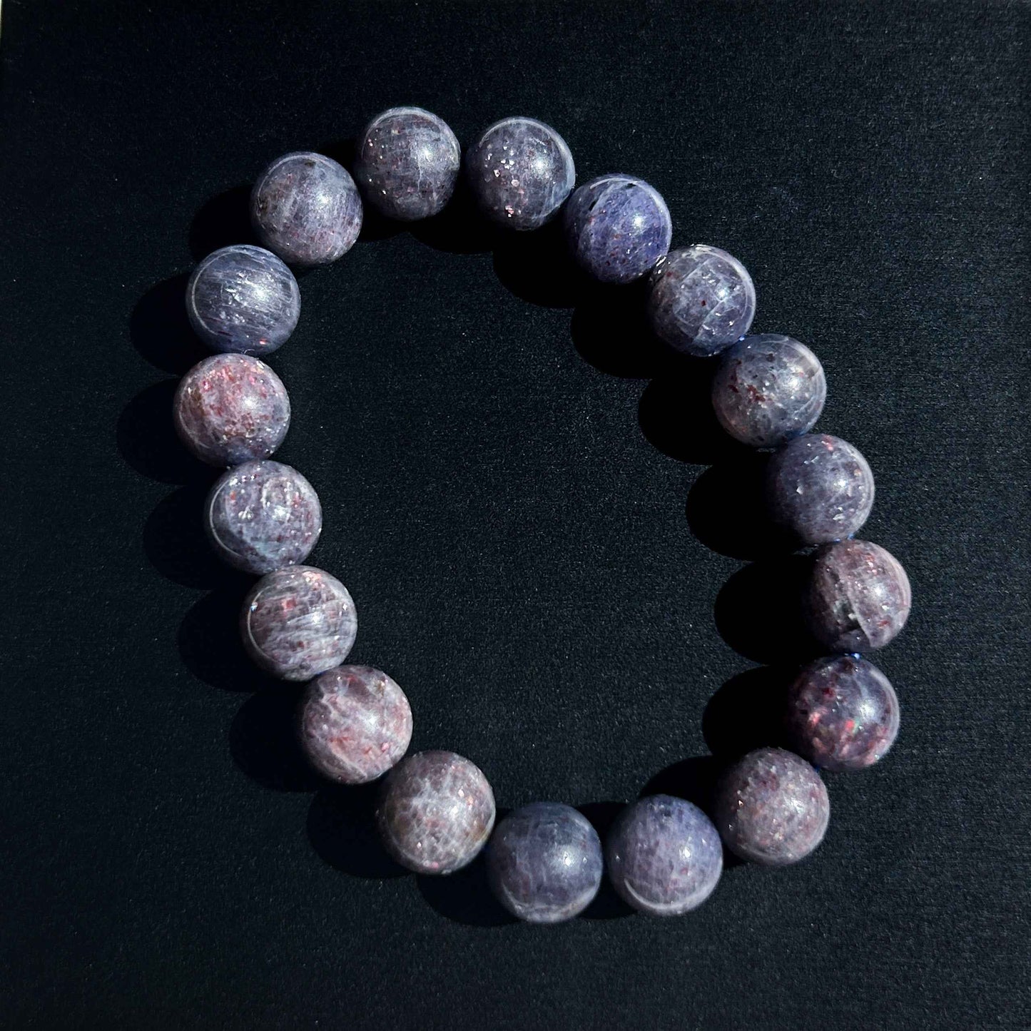 Rare Natural Sparkling Bloodshot Iolite Sunstone Bracelet in 7 to 11mm